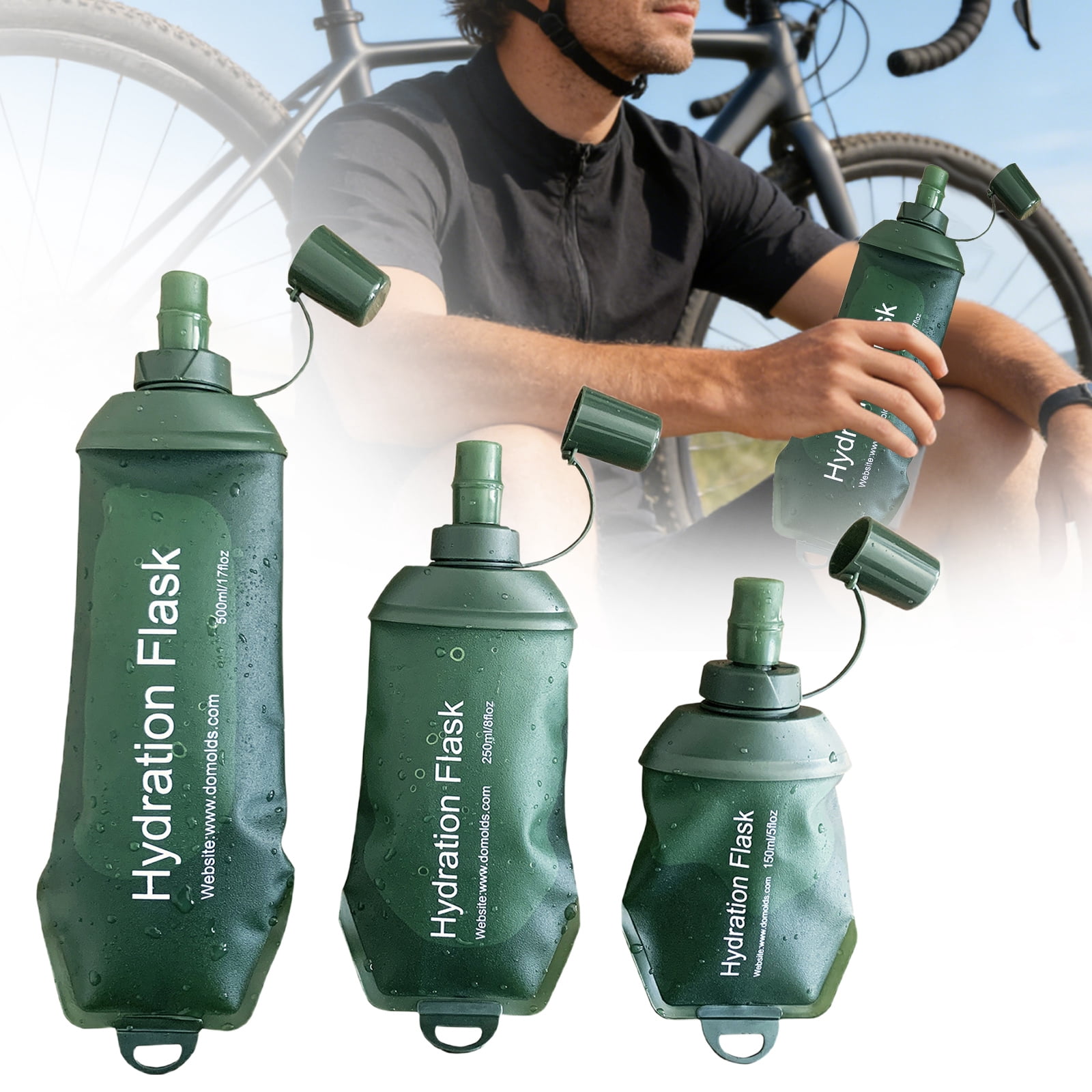 150ml Soft Flask,Light Tpu Foldable Soft Water Bottle Leak Proof Hydration Flask,Soft Water Bottle Running for Running Hiking Cycling Camping Portable Travel Sports Water Bag Easy to Carry L(500ml) Black - Image 8