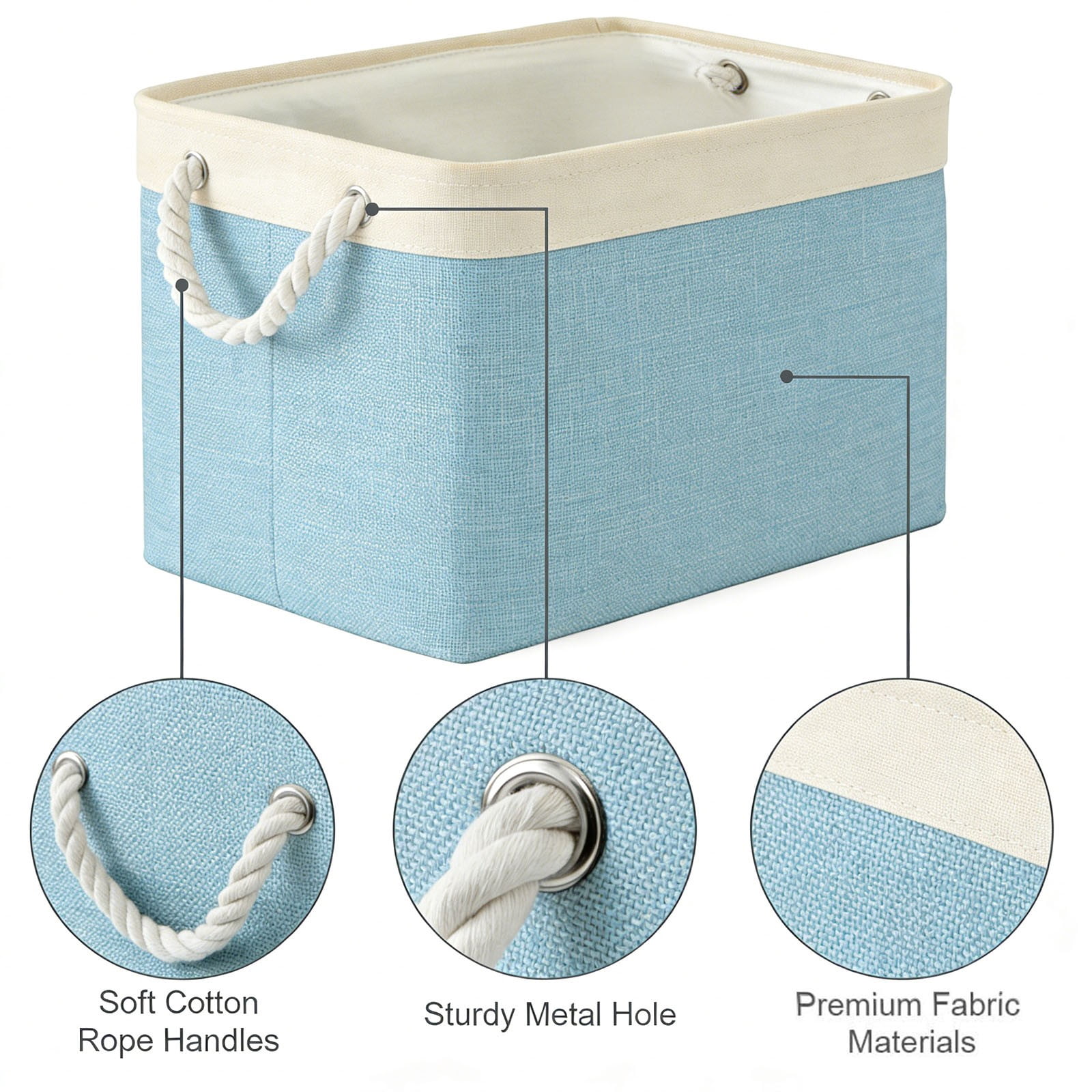 LGCASL Fabric Storage Box, Fabric Storage Box, Storage Basket with Handles and for Clothes Shelves Closet Wardrobe Home Wear and Reinforced, Light Gray S(12.2×5.1×8.2Inch) S(12.2×5.1×8.2inch) Light gray - Image 6