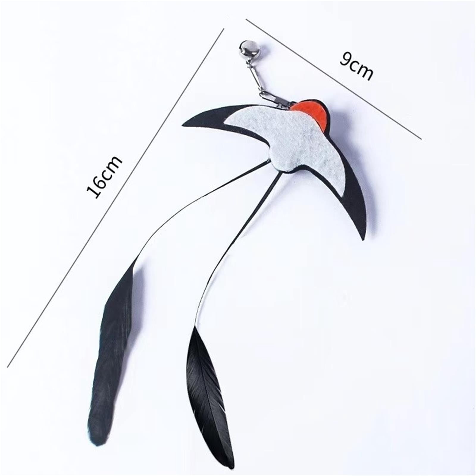 LGCASL Pet Chew Toys Clearance! Teasing Stick Replaces the Head Swallow Model Retractable Teasing Artifact with Bell Interactive Toy Black - Image 3