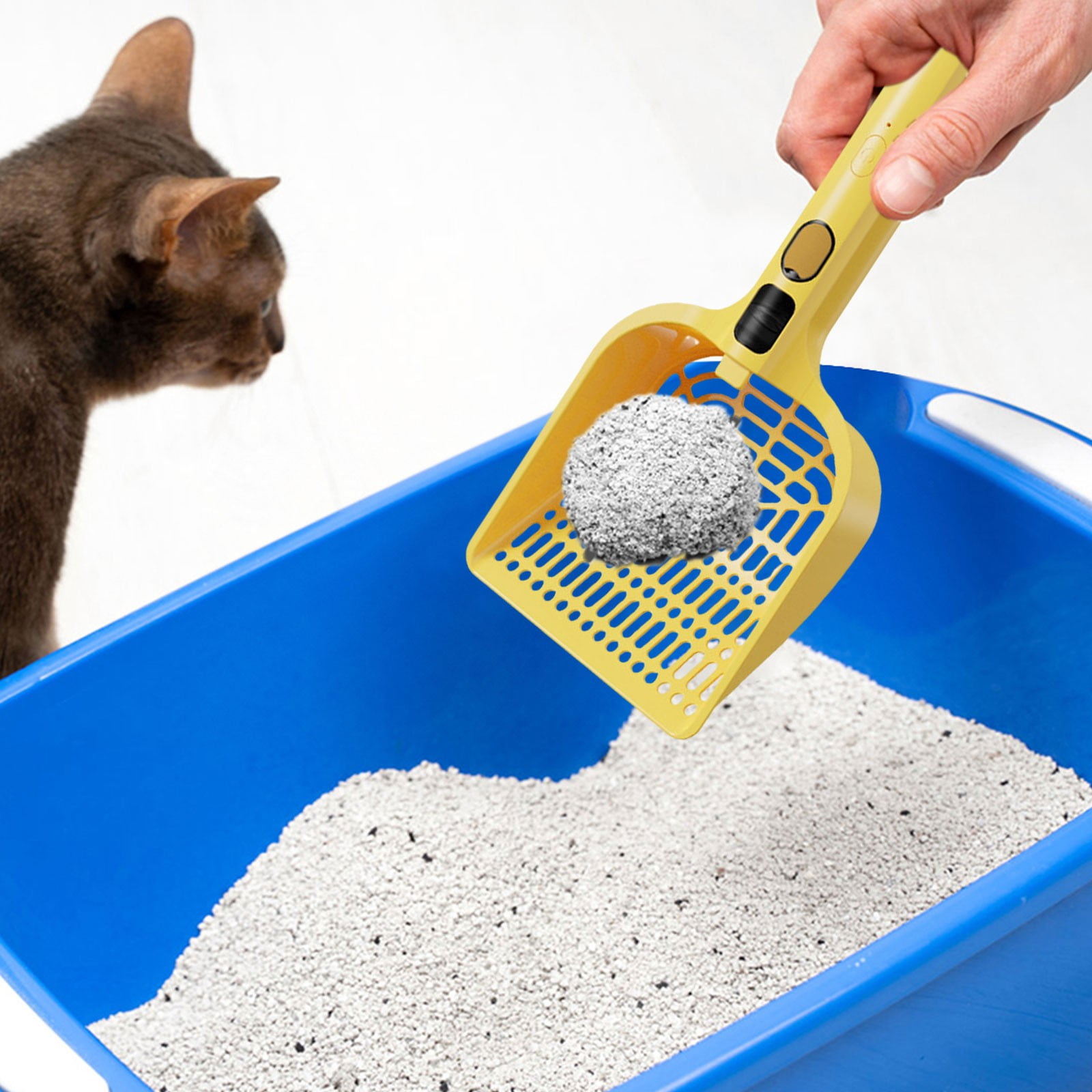LGCASL Rechargeable Spray Deodorizing Cat Litter Scoop, Large Sized Rechargeable Spray Litter for Home Use Litter Scooping Tool, White Yellow - Image 2