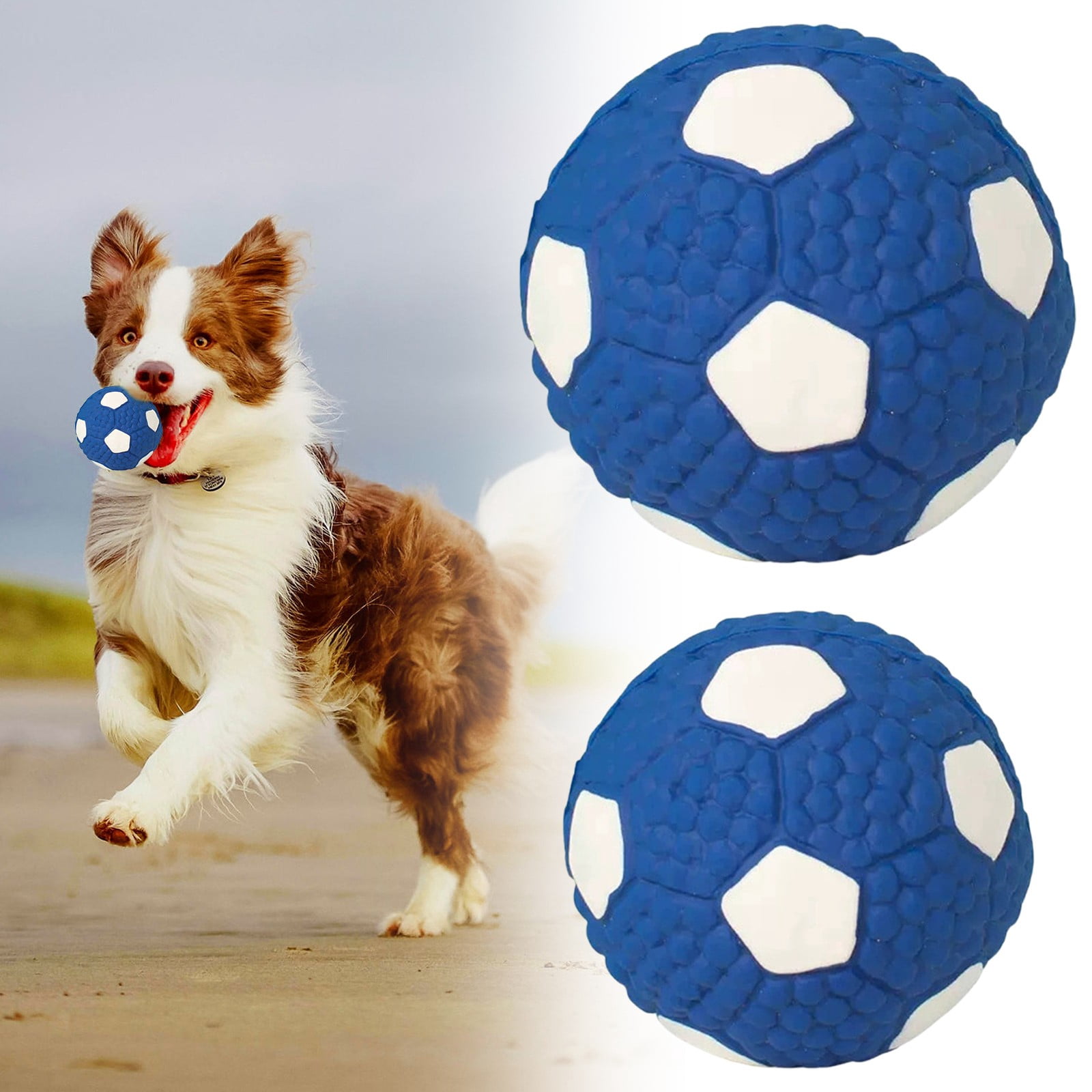 LGCASL Soccer Ball Chew Toy Dog Toy Squeak Rubber Fun Suitable for Large and Medium Sized Dogs Dog Toy Squeak Rubber Fun Suitable for Large and Medium Sized Dogs (Blue, L) S Blue - Image 2