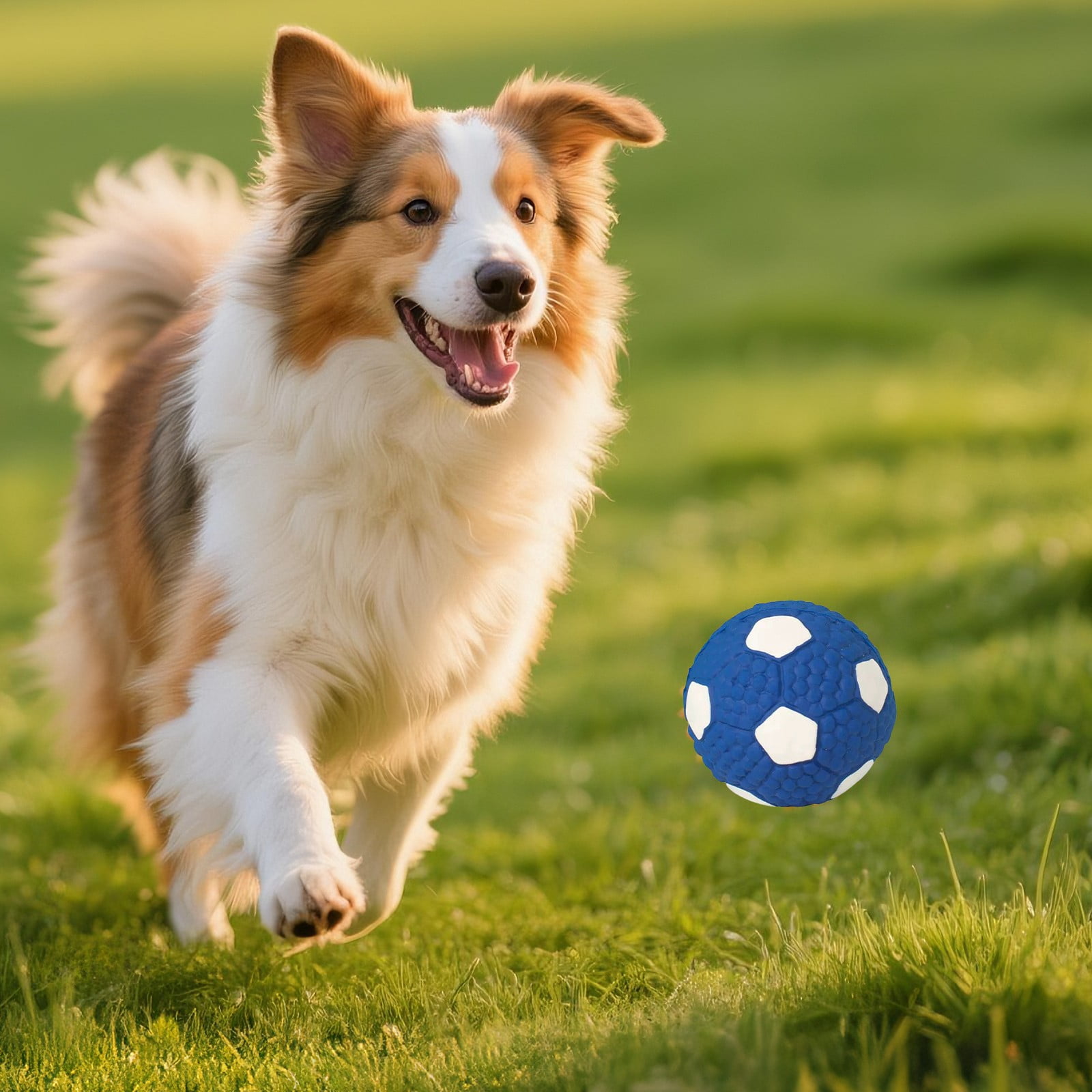 LGCASL Soccer Ball Chew Toy Dog Toy Squeak Rubber Fun Suitable for Large and Medium Sized Dogs Dog Toy Squeak Rubber Fun Suitable for Large and Medium Sized Dogs (Blue, L) S Blue - Image 7