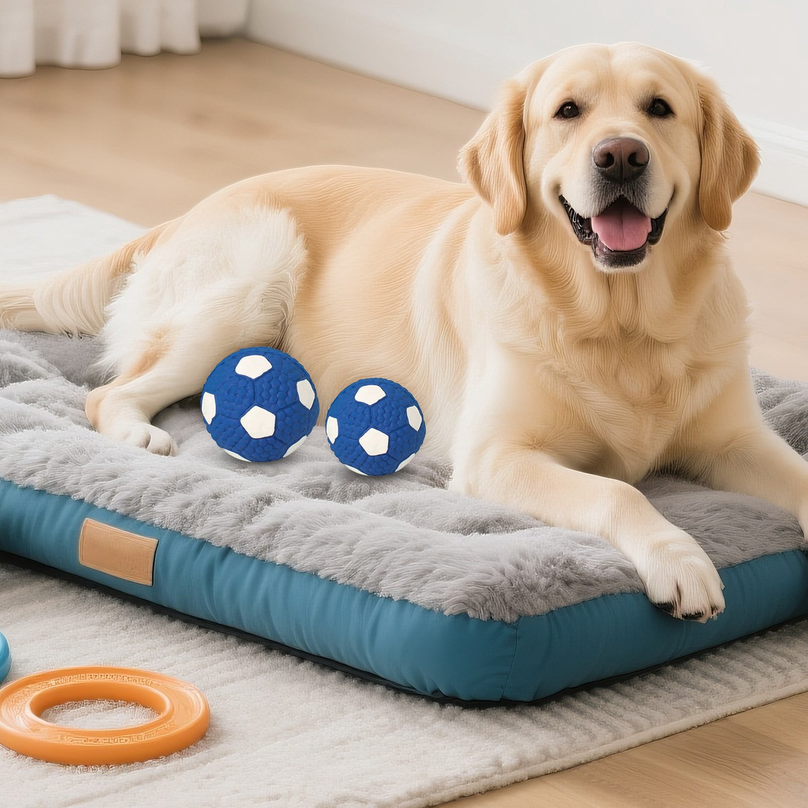 LGCASL Soccer Ball Chew Toy Dog Toy Squeak Rubber Fun Suitable for Large and Medium Sized Dogs Dog Toy Squeak Rubber Fun Suitable for Large and Medium Sized Dogs (Blue, L) L Blue - Image 5