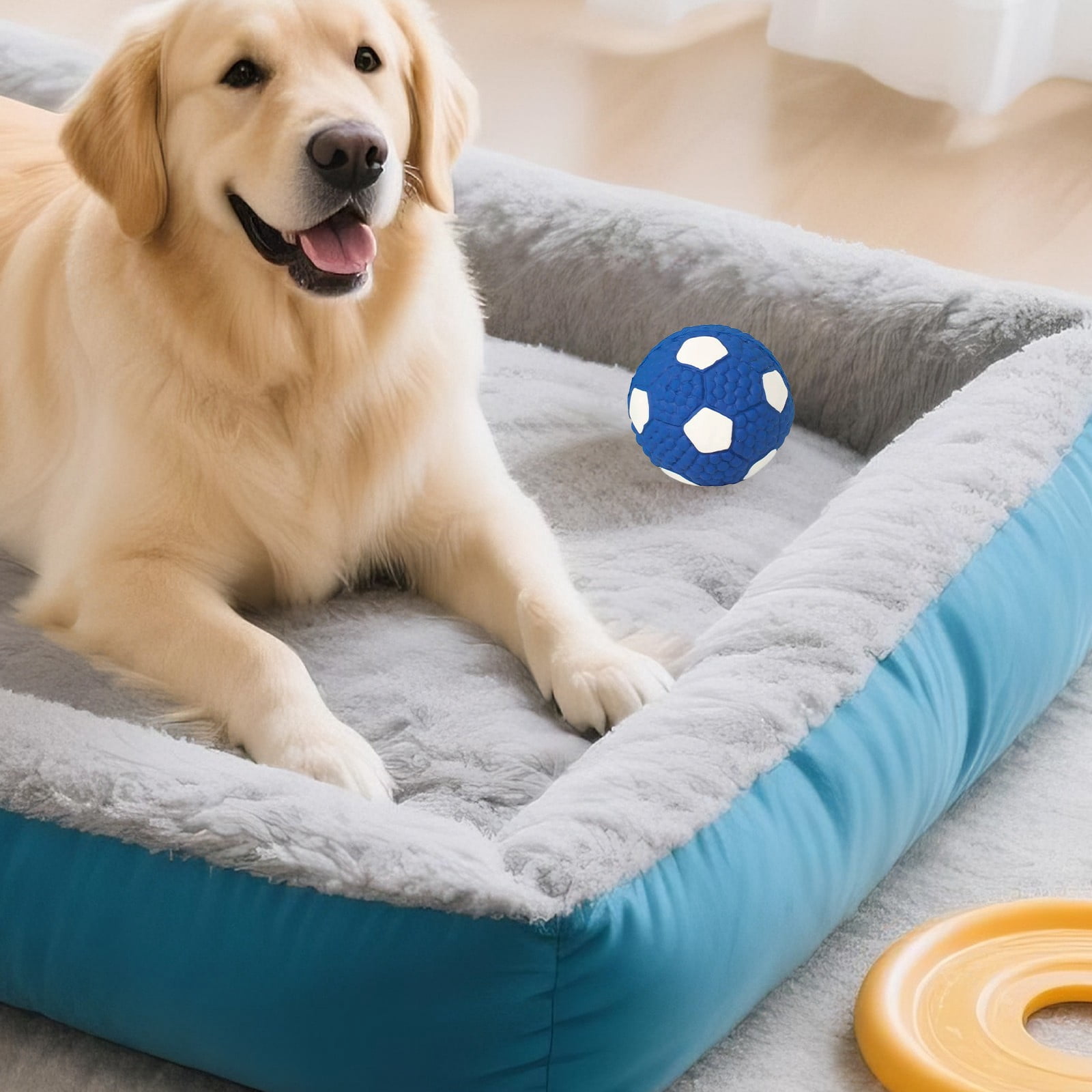 LGCASL Soccer Ball Chew Toy Dog Toy Squeak Rubber Fun Suitable for Large and Medium Sized Dogs Dog Toy Squeak Rubber Fun Suitable for Large and Medium Sized Dogs (Blue, L) L Blue - Image 6