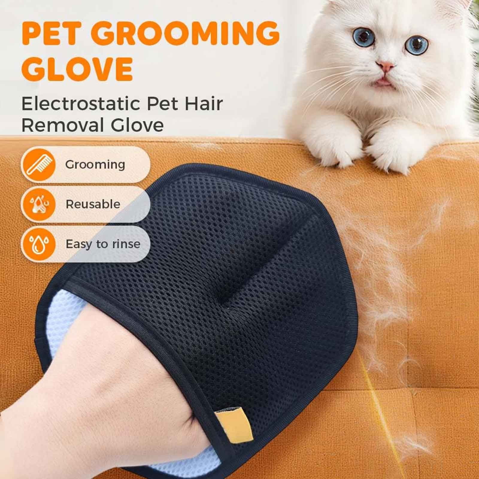Pet Static Electricity Hair Removal Gloves Pet Remover 2026 New Electrostatic Pet Removal Gloves for Dogs Thickened Brush Reusable Washable Pet Remover Glove Tool for Furniture Couch Car, Blue Orange - Image 6
