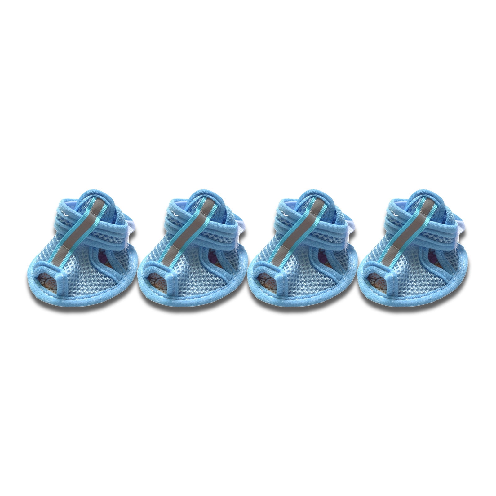 LGCASL 4Pcs Anti-Slip Spring Summer Pet Paw Breathable Mesh Soft Bottom Dog Shoes, Dog Shoes with Mesh, Comfortable, Breathable, Soft Sole, and Non-Slip for Indoor Use (Pink, M) L Blue - Image 1
