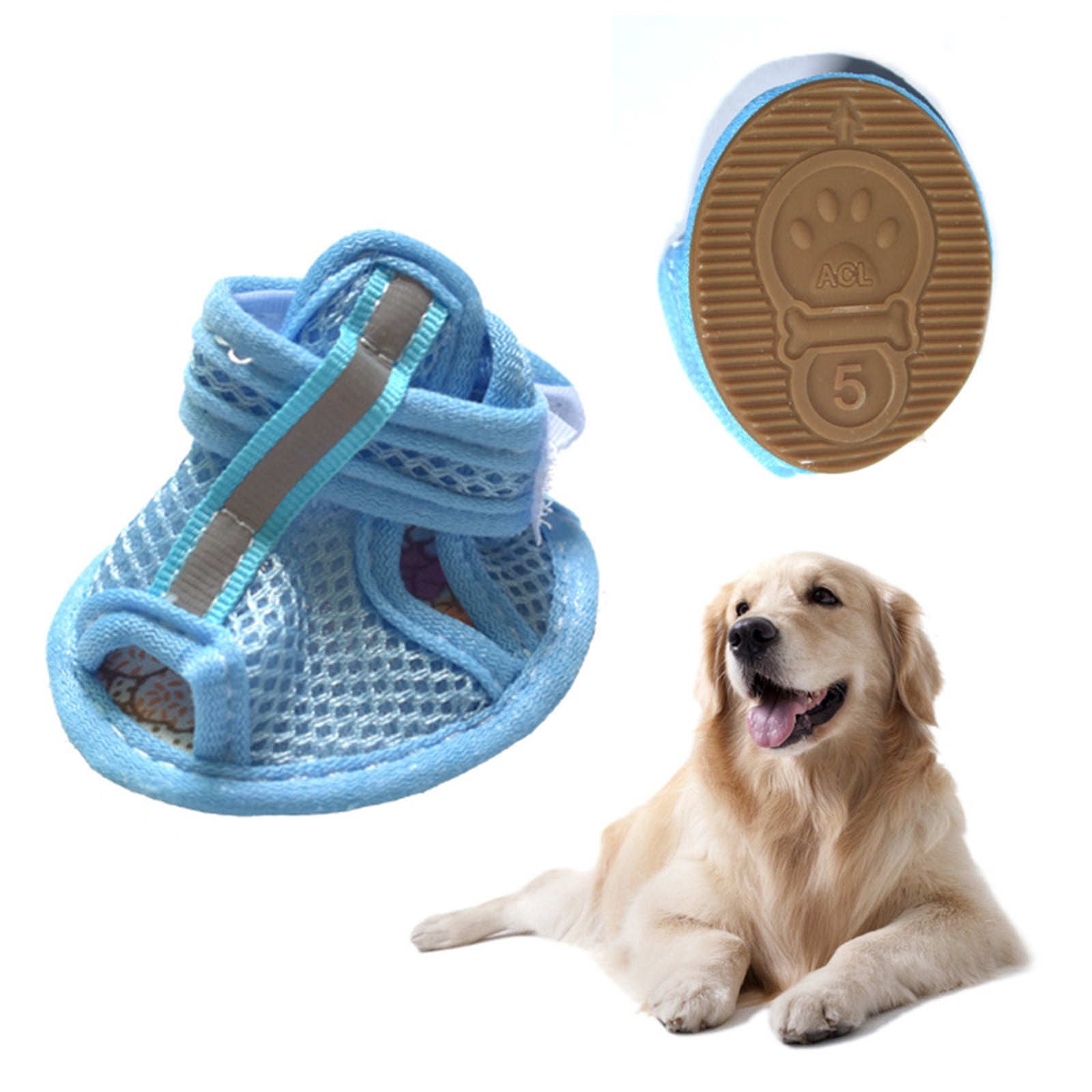 LGCASL 4Pcs Anti-Slip Spring Summer Pet Paw Breathable Mesh Soft Bottom Dog Shoes, Dog Shoes with Mesh, Comfortable, Breathable, Soft Sole, and Non-Slip for Indoor Use (Pink, M) XXL Blue - Image 2