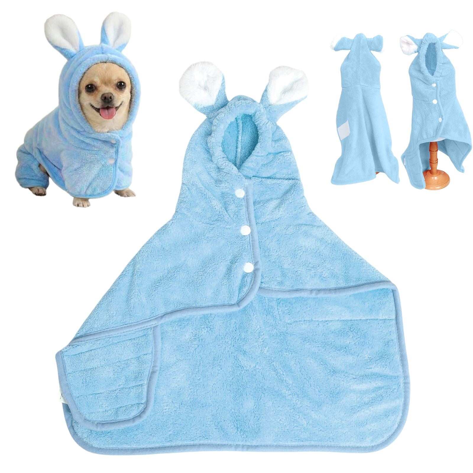 LGCASL 2026 New Puppy Bathrobe with Hood, Dog Bathrobe Absorbent Towel for Small Dogs Fast Drying Dog Robe Coat with Hood Puppy Towel Wrap Pet Grooming After Shower (Blue, Xs) S Blue - Image 2