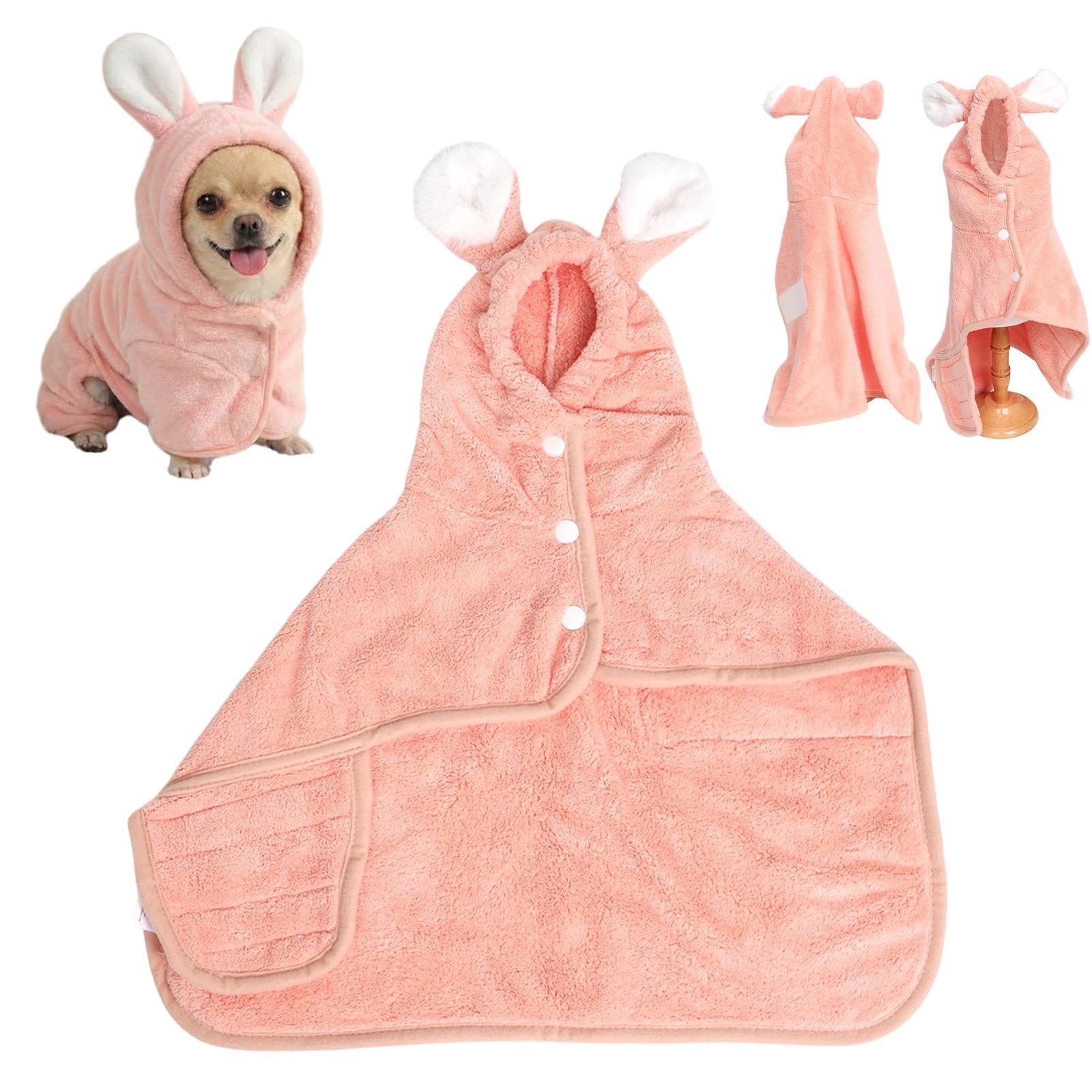LGCASL 2026 New Puppy Bathrobe with Hood, Dog Bathrobe Absorbent Towel for Small Dogs Fast Drying Dog Robe Coat with Hood Puppy Towel Wrap Pet Grooming After Shower (Blue, Xs) M Pink - Image 2