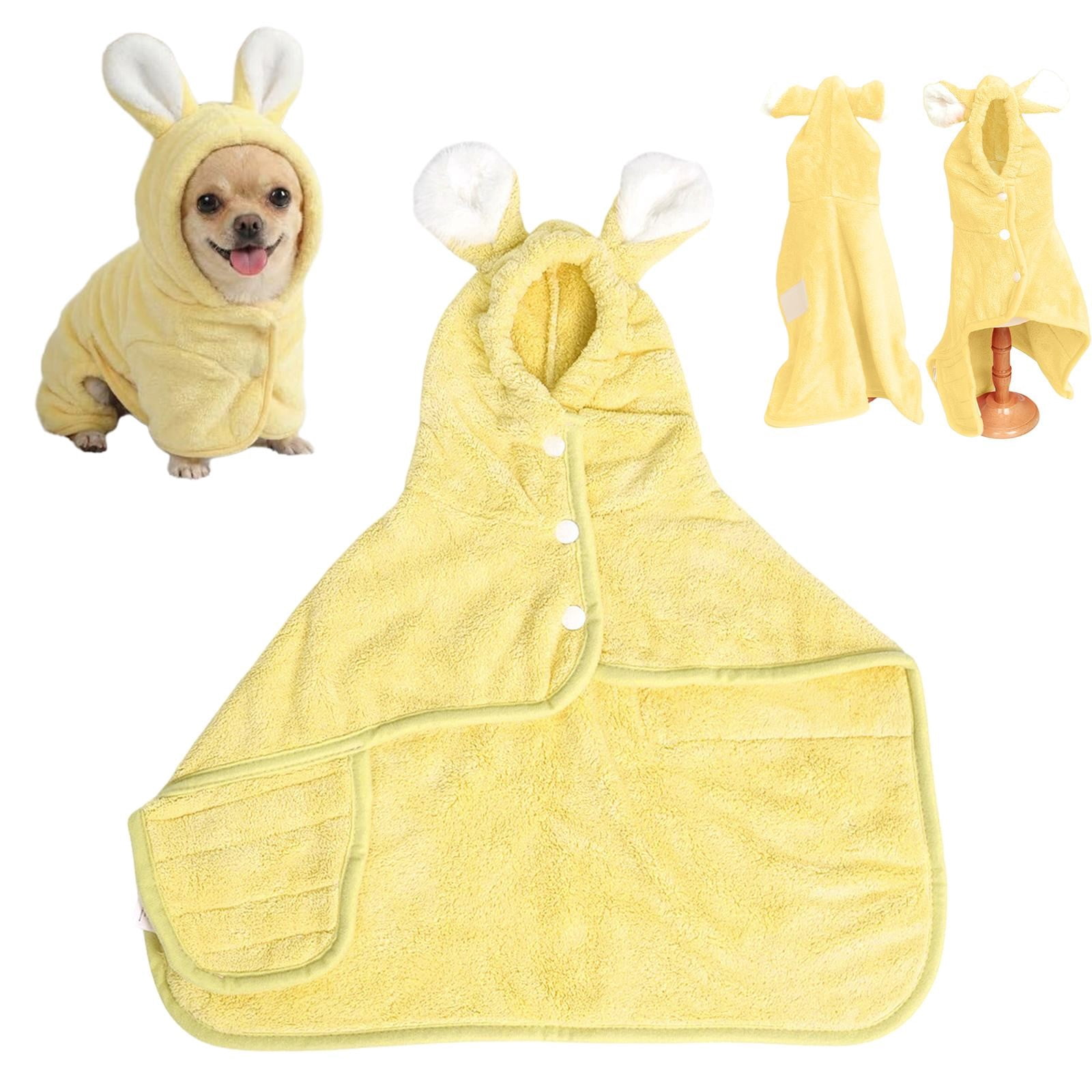 LGCASL 2026 New Puppy Bathrobe with Hood, Dog Bathrobe Absorbent Towel for Small Dogs Fast Drying Dog Robe Coat with Hood Puppy Towel Wrap Pet Grooming After Shower (Blue, Xs) XS Yellow - Image 2