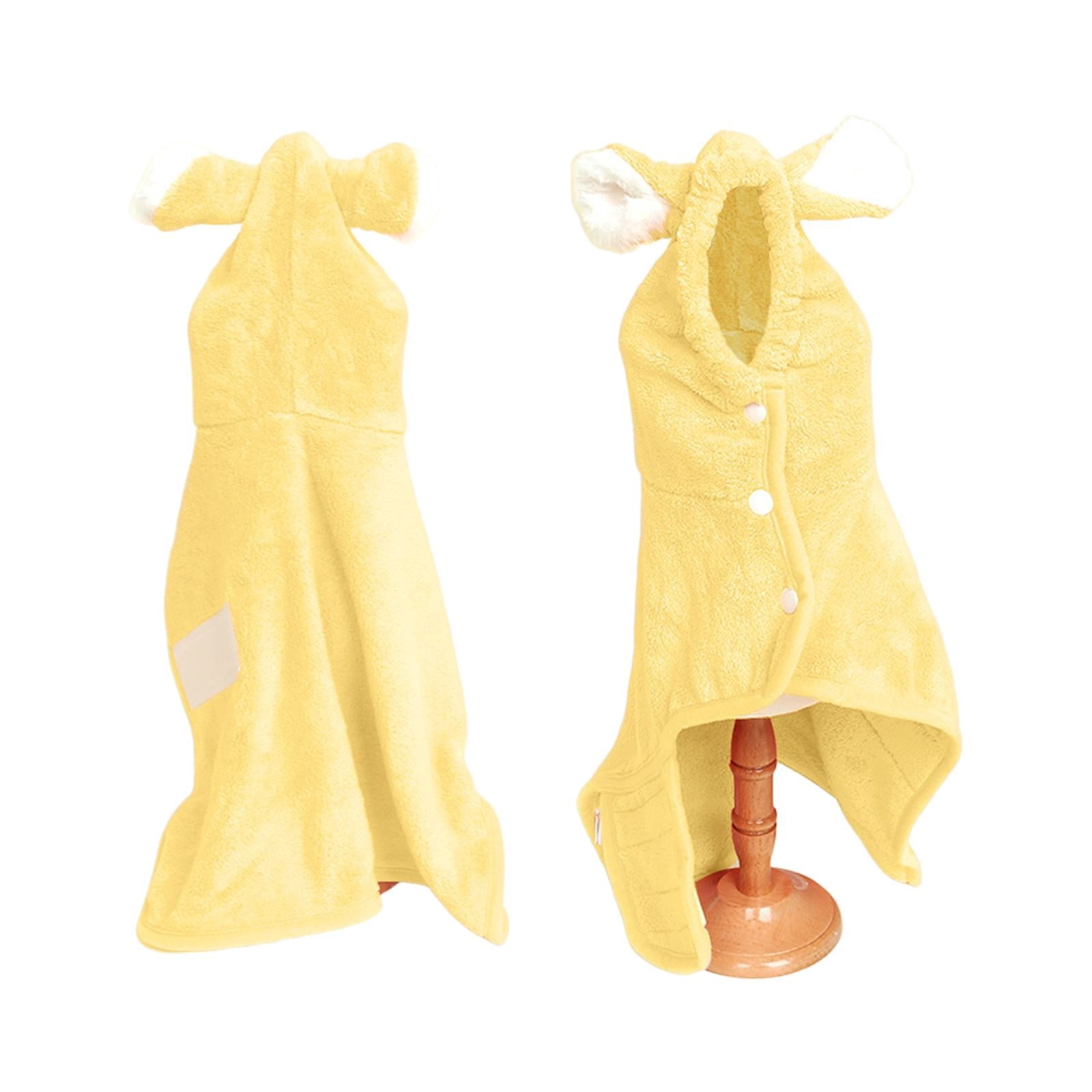 LGCASL 2026 New Puppy Bathrobe with Hood, Dog Bathrobe Absorbent Towel for Small Dogs Fast Drying Dog Robe Coat with Hood Puppy Towel Wrap Pet Grooming After Shower (Blue, Xs) XS Yellow - Image 4