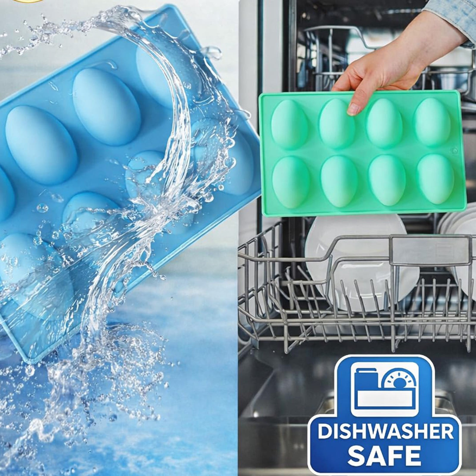LGCASL Silicone Egg Shaped Molds, Egg Shaped Silicone Molds for Baking Easter Egg Shaped Silicone Baking Grade Non Stick Egg Shaped Easter Homemade Baking Tools Blue - Image 7