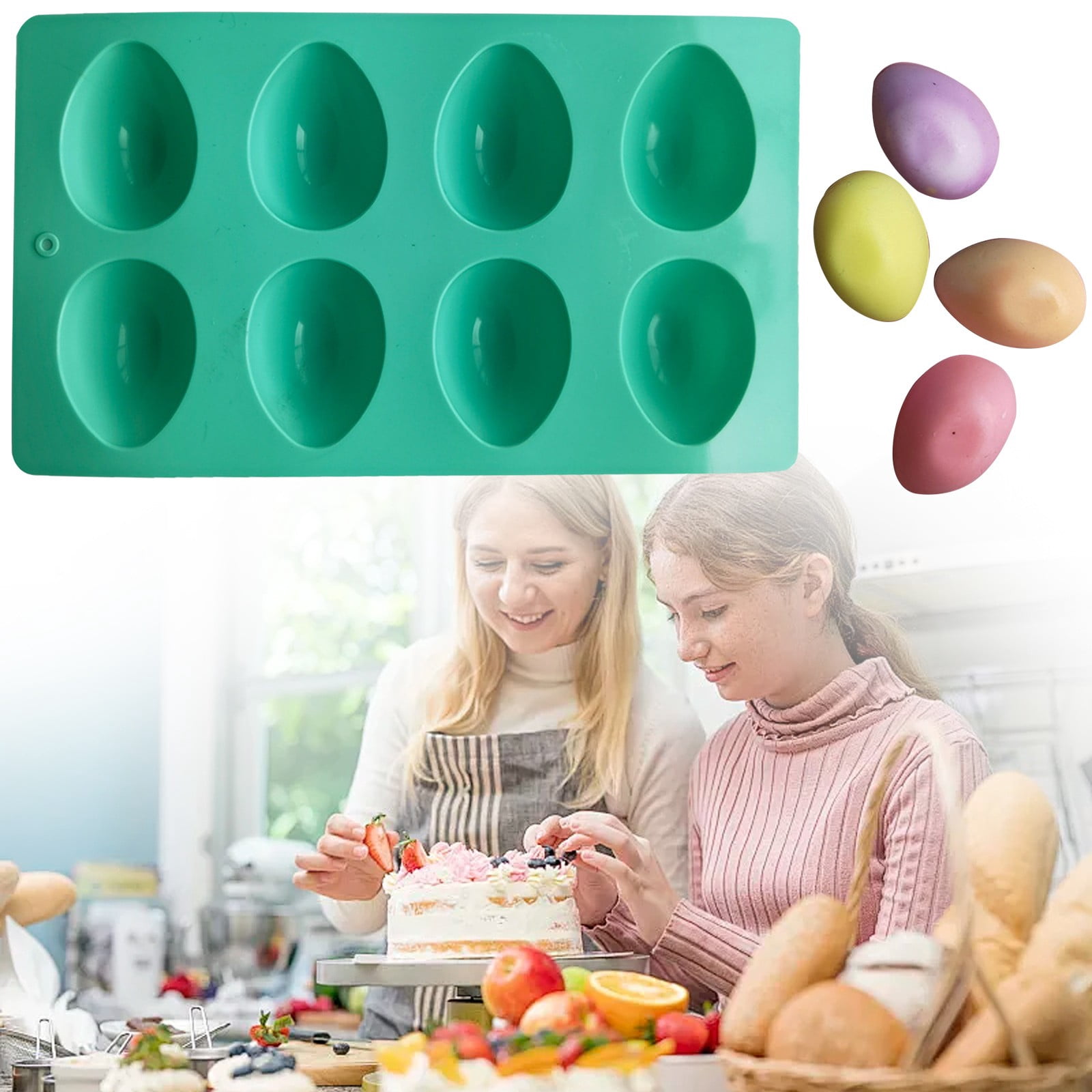LGCASL Silicone Egg Shaped Molds, Egg Shaped Silicone Molds for Baking Easter Egg Shaped Silicone Baking Grade Non Stick Egg Shaped Easter Homemade Baking Tools Green - Image 2