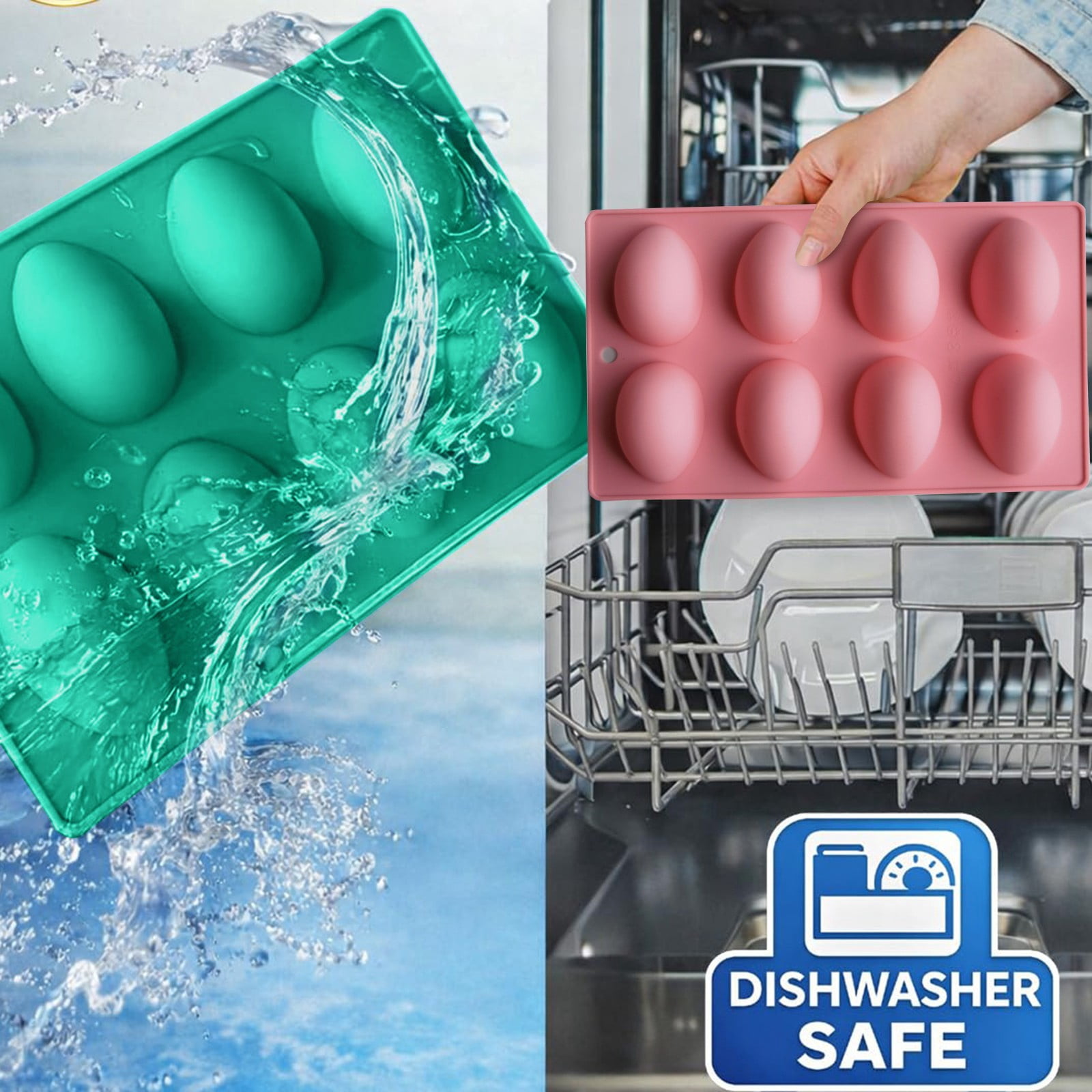 LGCASL Silicone Egg Shaped Molds, Egg Shaped Silicone Molds for Baking Easter Egg Shaped Silicone Baking Grade Non Stick Egg Shaped Easter Homemade Baking Tools Green - Image 4