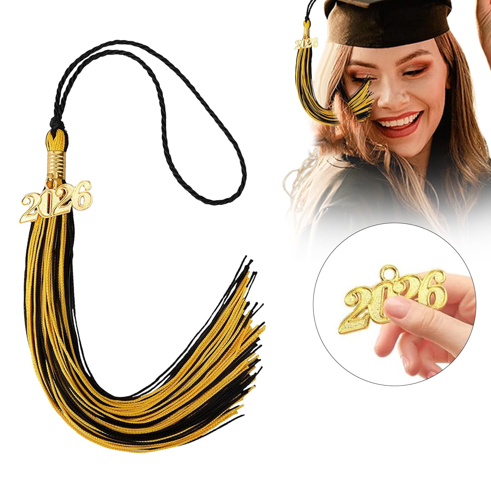 LGCASL 2026 Tassel Graduation, White Graduation Tassel, Tassel Charms for Graduations Cap Decorations, Tassels Memorial Grad Cords Class of 2026 High School Graduate Hat Ceremonies Accessories 2pcs 2026 Graduation Season Hat Tassel Pendant Reddish-white-b - Image 2