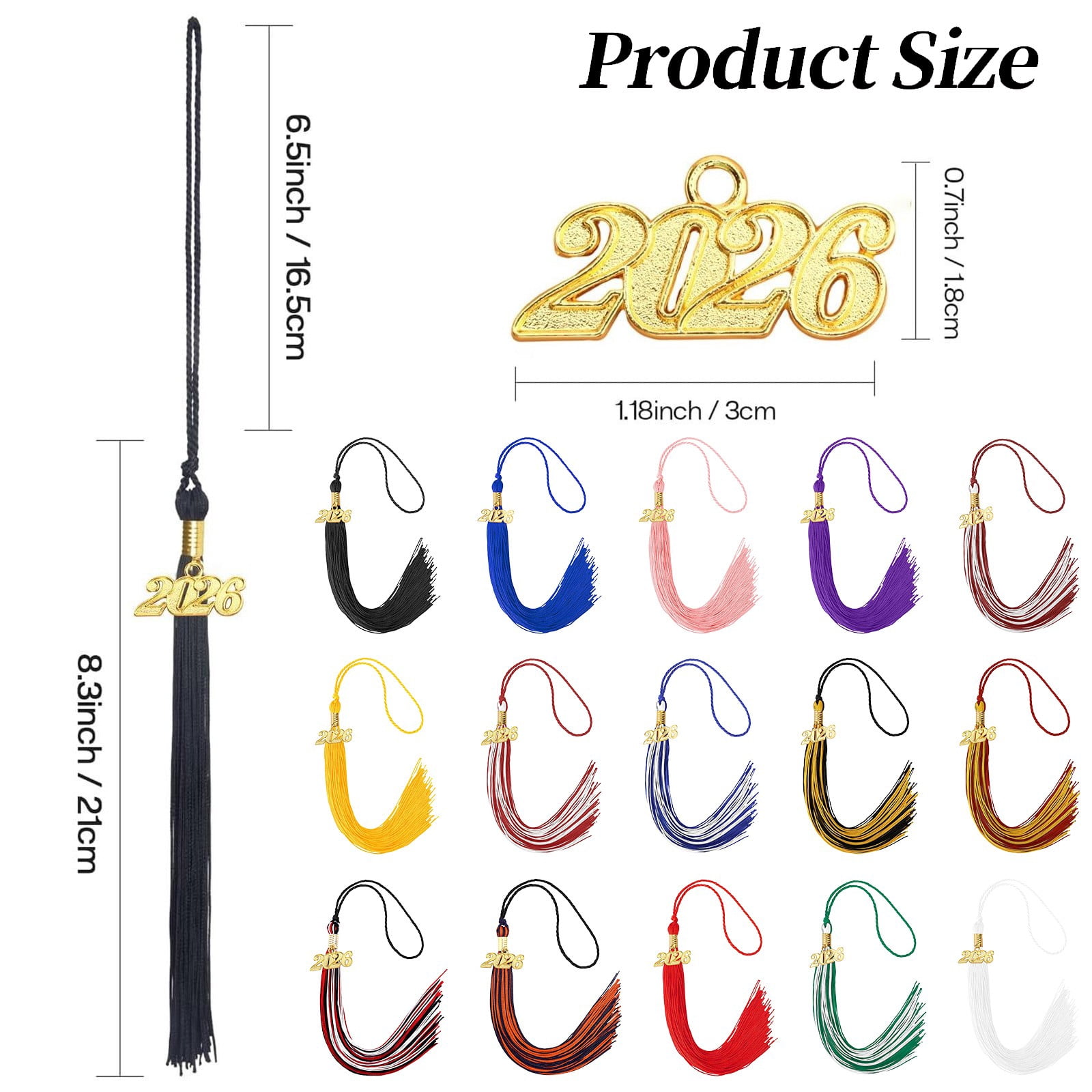 LGCASL 2026 Tassel Graduation, White Graduation Tassel, Tassel Charms for Graduations Cap Decorations, Tassels Memorial Grad Cords Class of 2026 High School Graduate Hat Ceremonies Accessories 2pcs 2026 Graduation Season Hat Tassel Pendant Reddish-white-b - Image 3