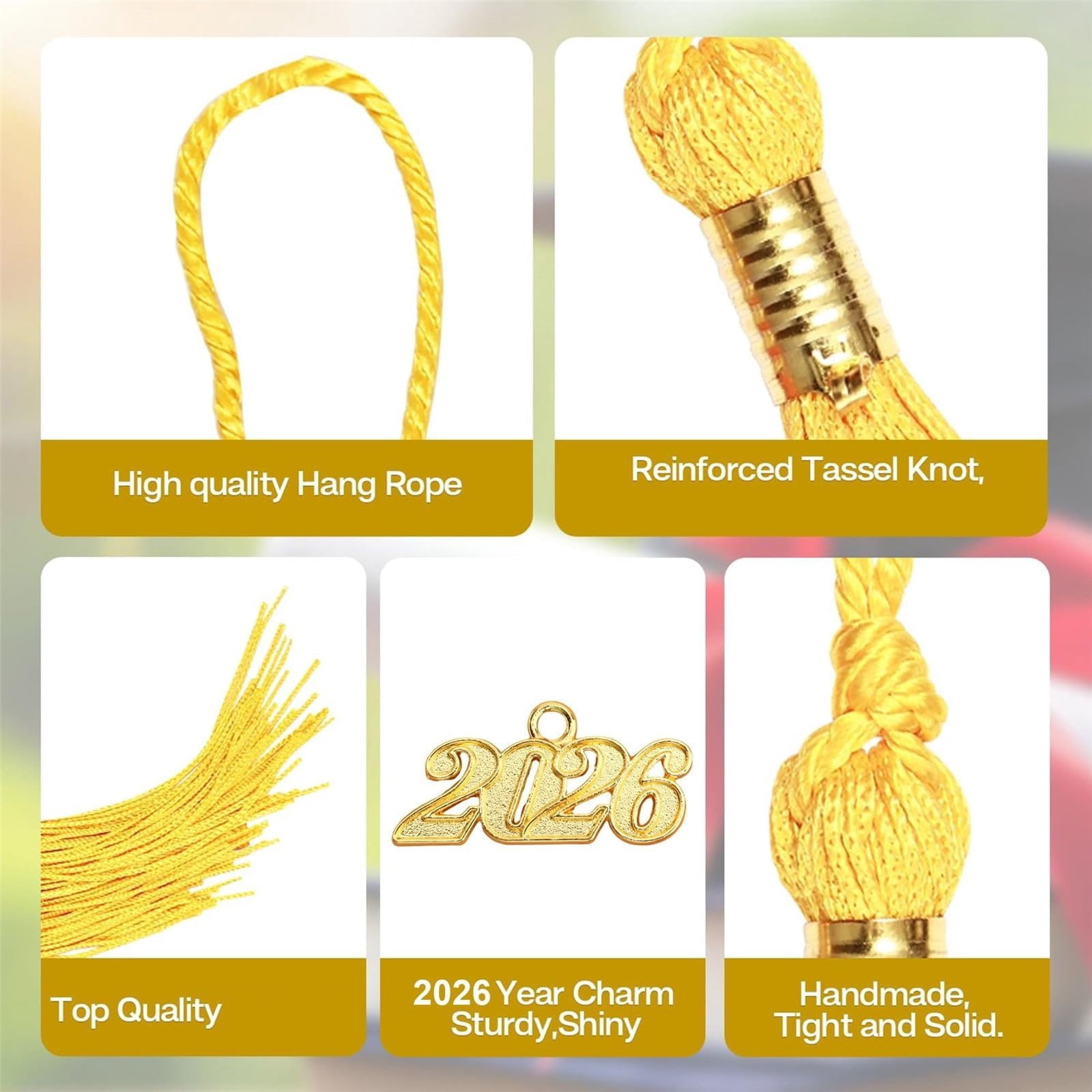 LGCASL 2026 Tassel Graduation, White Graduation Tassel, Tassel Charms for Graduations Cap Decorations, Tassels Memorial Grad Cords Class of 2026 High School Graduate Hat Ceremonies Accessories 2pcs 2026 Graduation Season Hat Tassel Pendant Reddish-white-b - Image 5