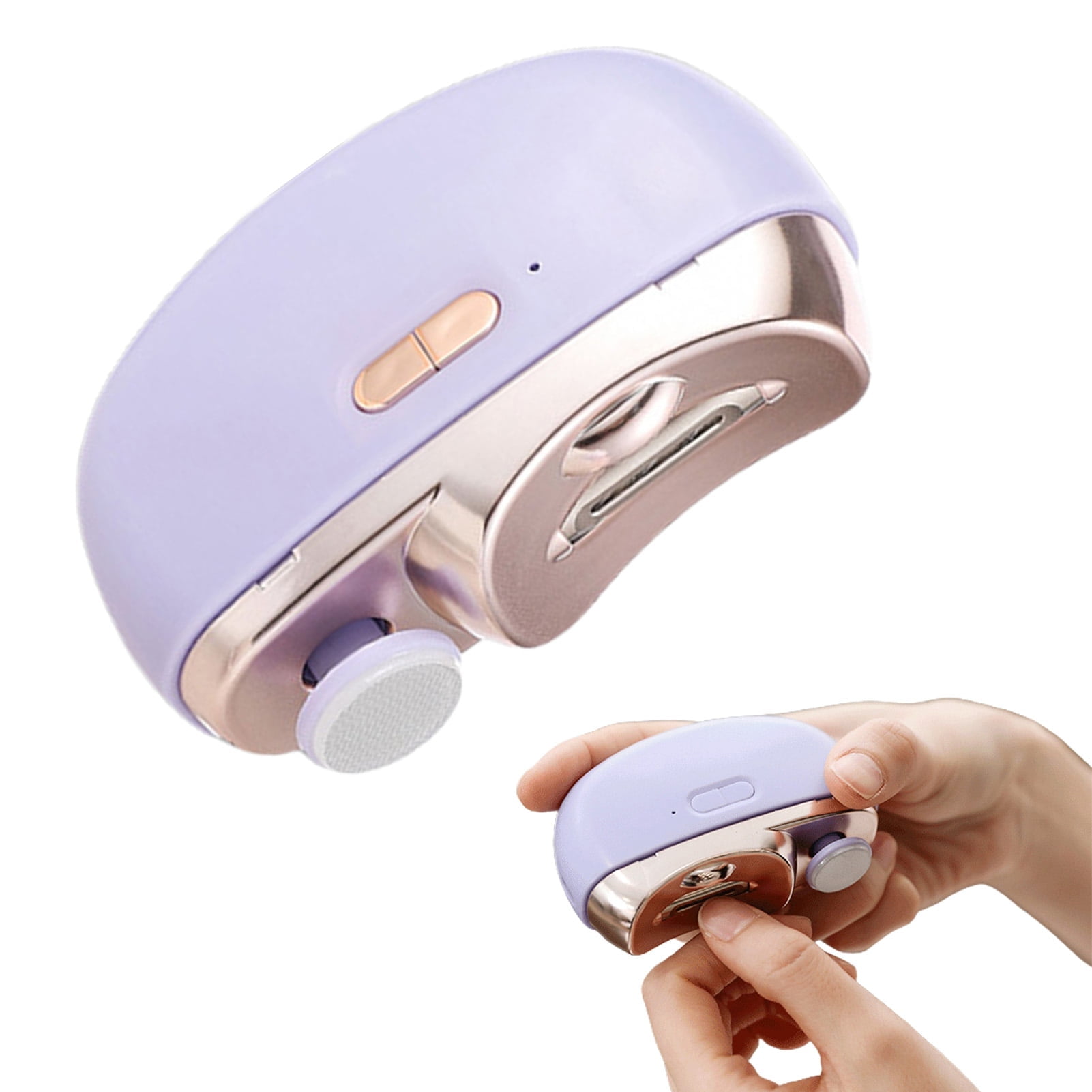 Electric Automatic Nail Clipper with Light Fingernail Cutter and Polisher 2in1 Nail Scraps Storage Rechargeable Safety Fingernail Trimmer for Baby Seniors Adult Gift Purple - Image 1