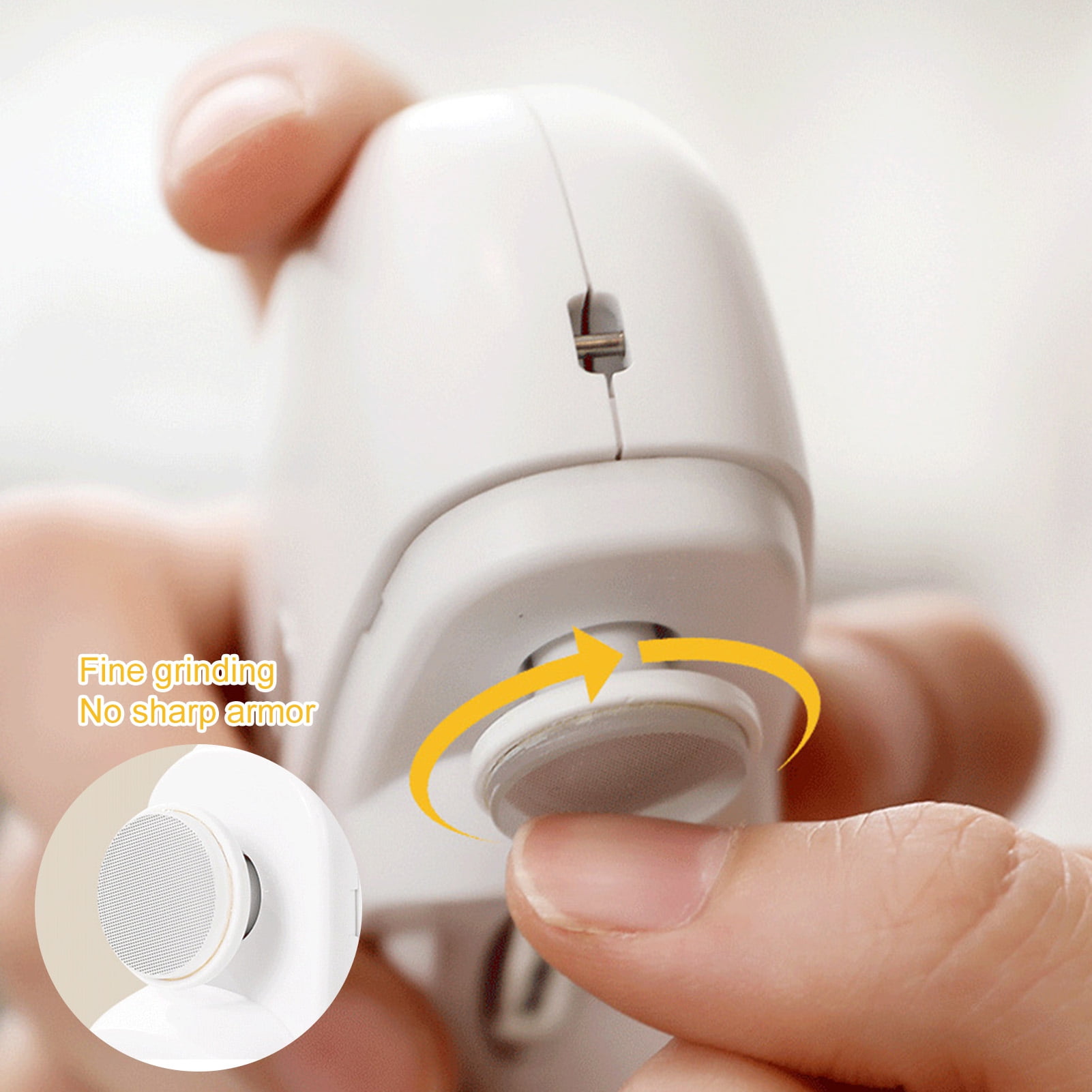 Electric Automatic Nail Clipper with Light Fingernail Cutter and Polisher 2in1 Nail Scraps Storage Rechargeable Safety Fingernail Trimmer for Baby Seniors Adult Gift White - Image 1