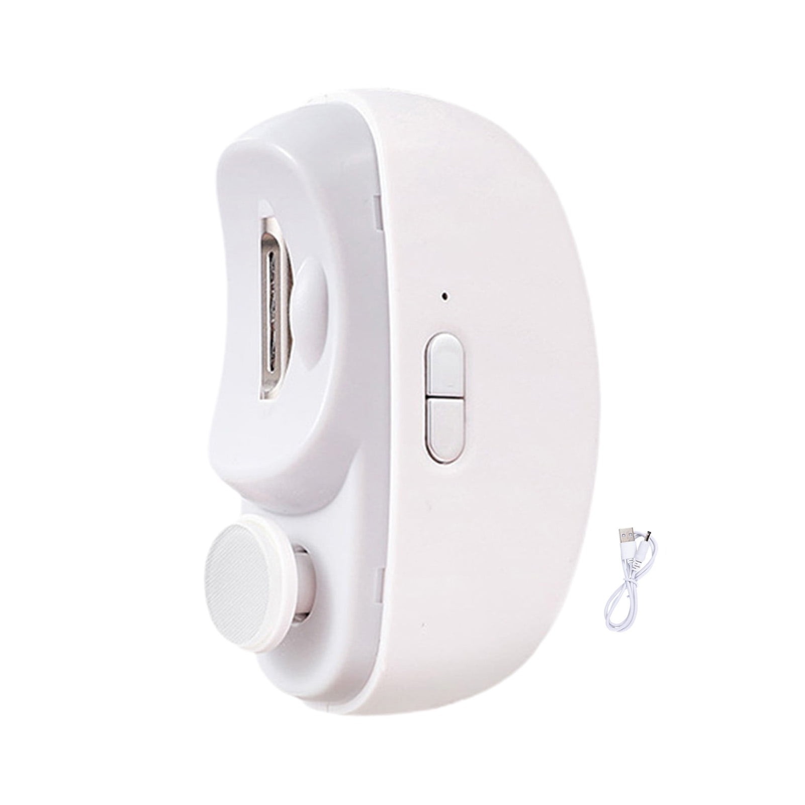 Electric Automatic Nail Clipper with Light Fingernail Cutter and Polisher 2in1 Nail Scraps Storage Rechargeable Safety Fingernail Trimmer for Baby Seniors Adult Gift White - Image 2