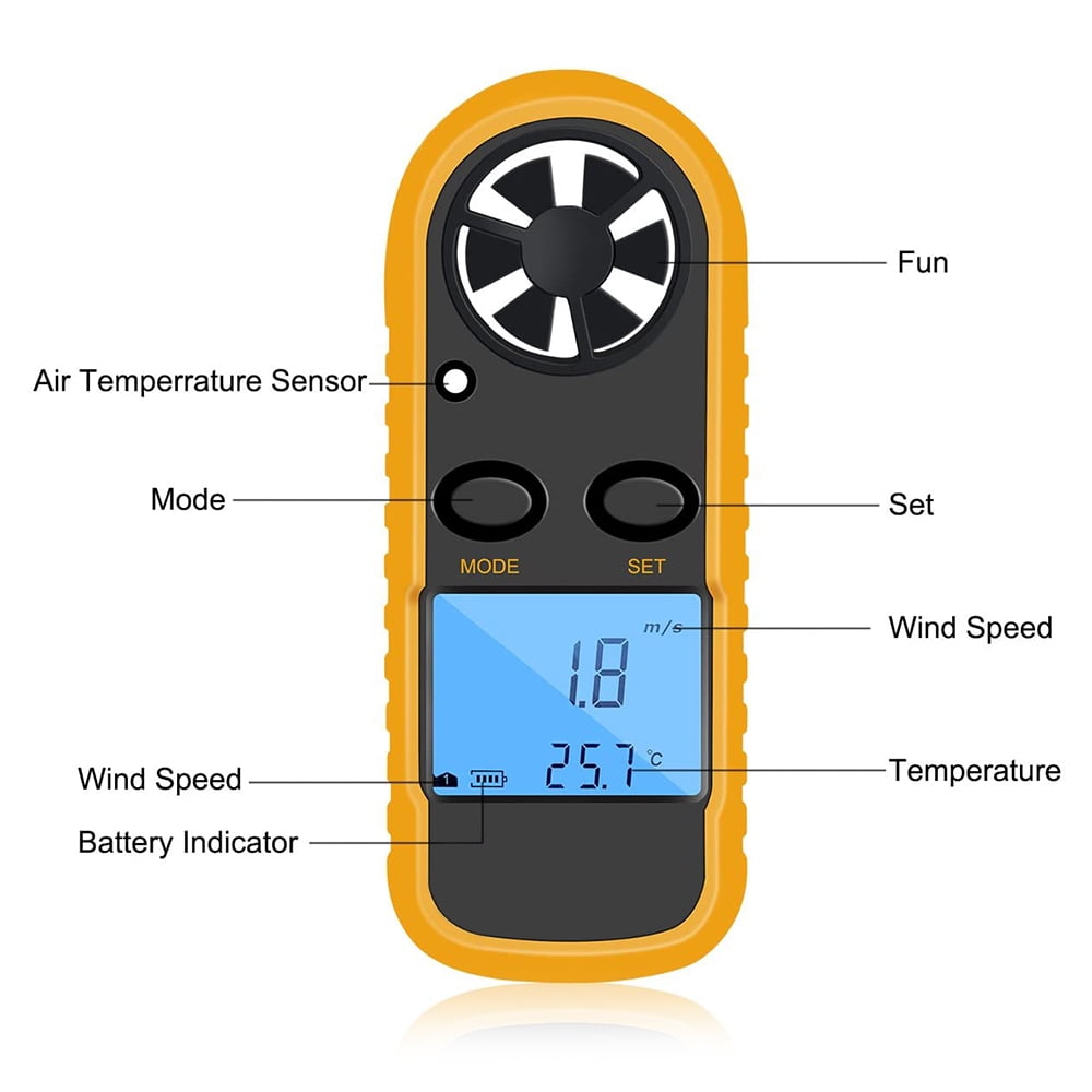 GM816 Digital Anemometer Wind-Speed Gauge Meter LCD Handheld Airflow Windmeter Thermometer - Image 4