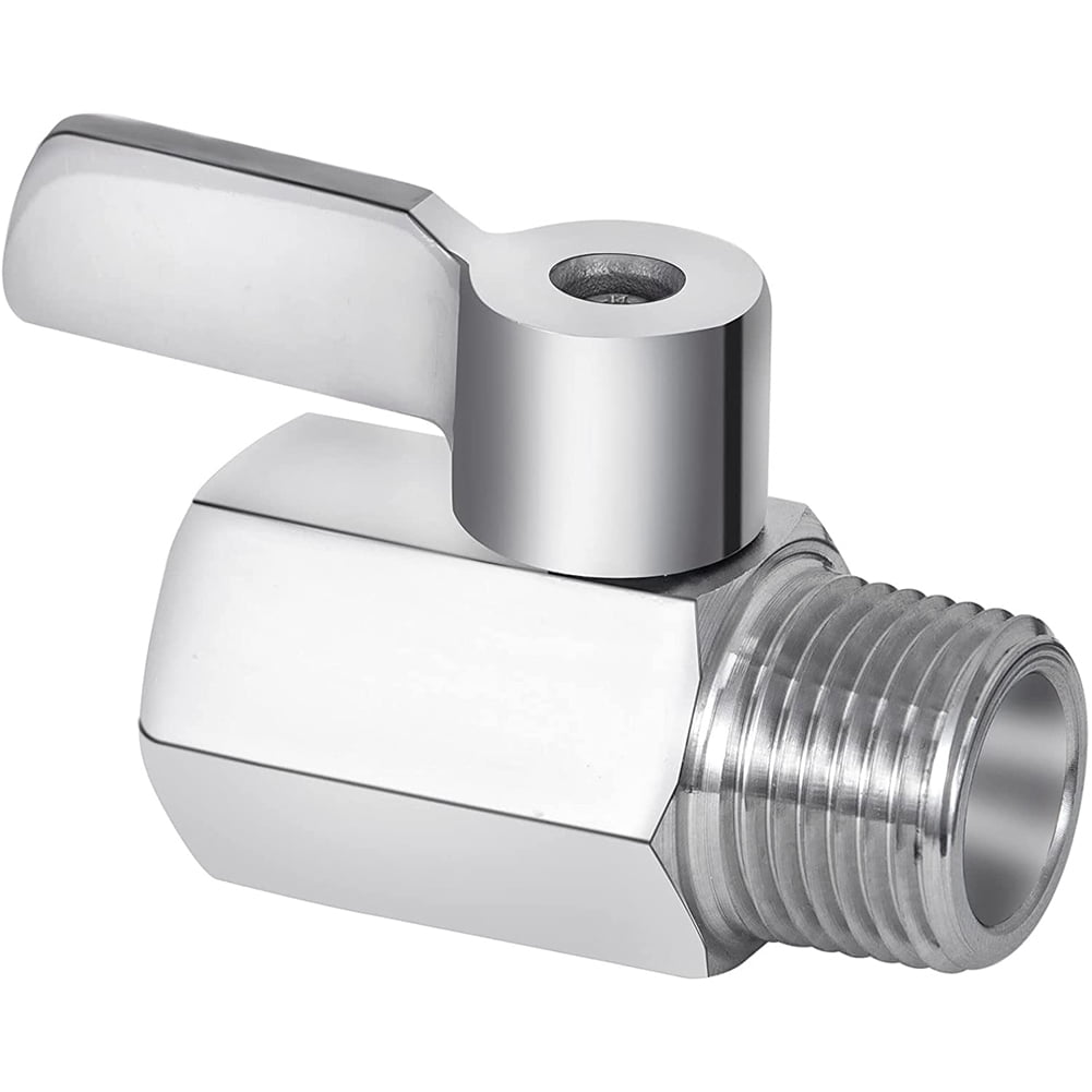 Shower Shut Valve, 304 Stainless Steel Mini Ball Valve NPT Thread(1/2Inch Male x 1/2Inch Female) 1 Pack Silver - Image 1
