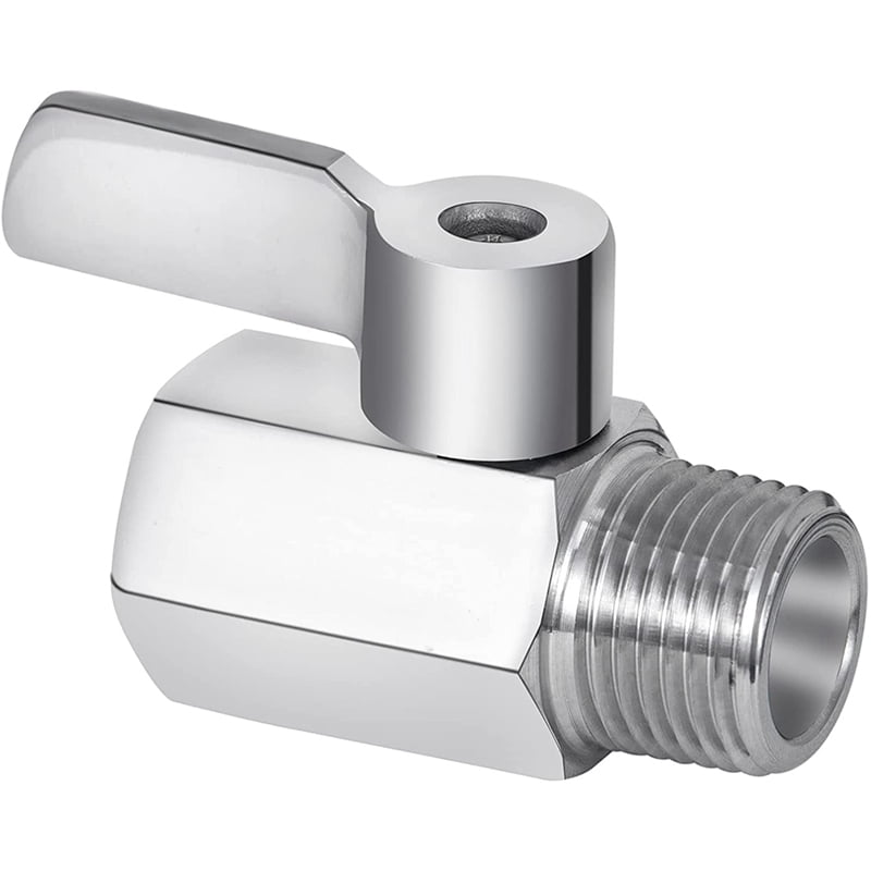 Shower Shut Valve, 304 Stainless Steel Mini Ball Valve NPT Thread(1/2Inch Male x 1/2Inch Female) 1 Pack Silver - Image 2