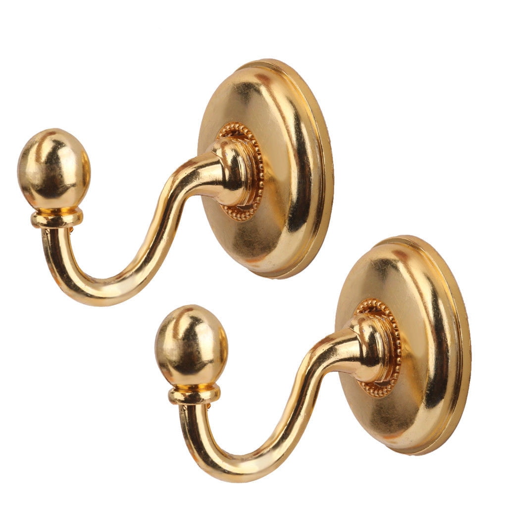 WQQZJJ Organization And Storage 2x Metal Curtain Holdback Wall Tie Back Hooks Hanger Holder Window Curtain Hooks On Clearance Gold - Image 2