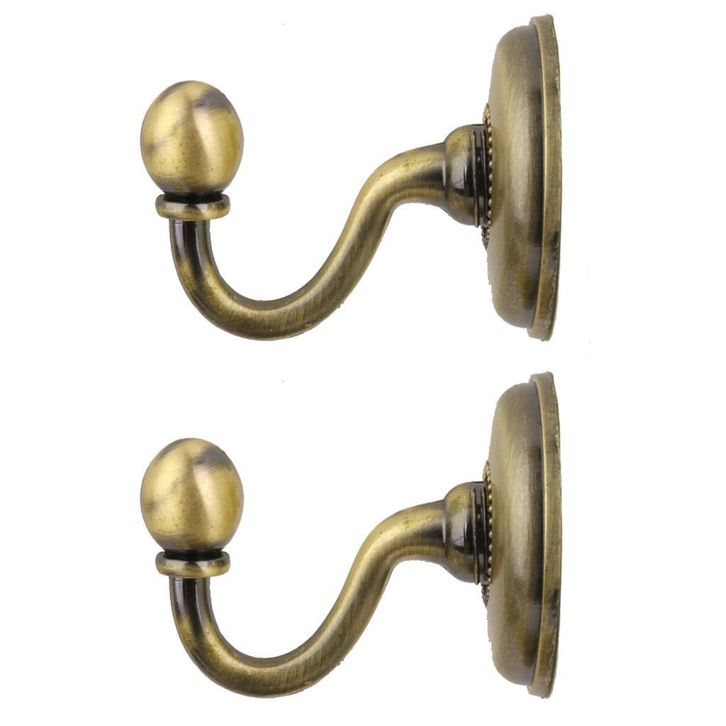 WQQZJJ Organization And Storage 2x Metal Curtain Holdback Wall Tie Back Hooks Hanger Holder Window Curtain Hooks On Clearance Khaki - Image 1