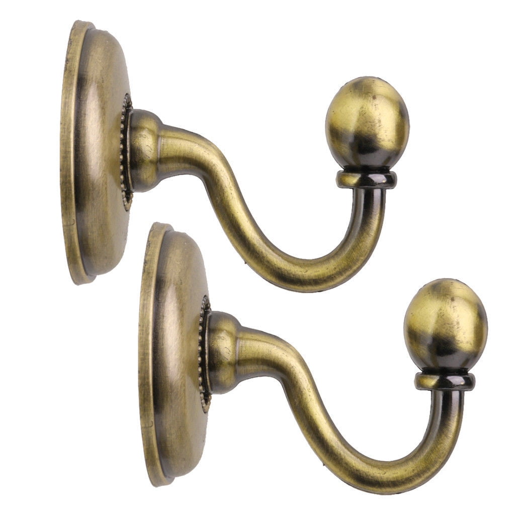 WQQZJJ Organization And Storage 2x Metal Curtain Holdback Wall Tie Back Hooks Hanger Holder Window Curtain Hooks On Clearance Khaki - Image 2