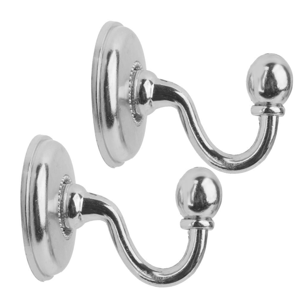 WQQZJJ Organization And Storage 2x Metal Curtain Holdback Wall Tie Back Hooks Hanger Holder Window Curtain Hooks On Clearance Silver - Image 2
