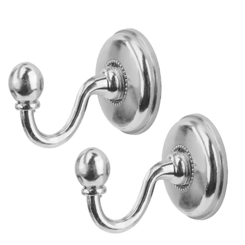 WQQZJJ Organization And Storage 2x Metal Curtain Holdback Wall Tie Back Hooks Hanger Holder Window Curtain Hooks On Clearance Silver - Image 5
