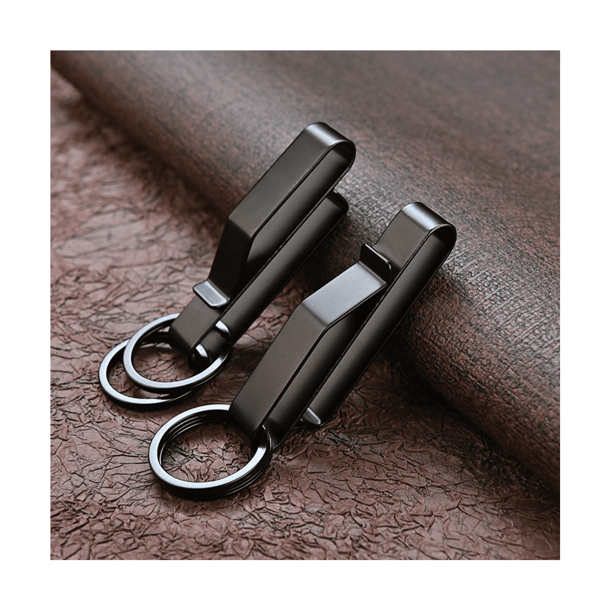 3PCS Heavy Duty Belt Key Holder with 6Pcs Metal Rings, Stainless Steel Black Men Keychain Clip - Image 5