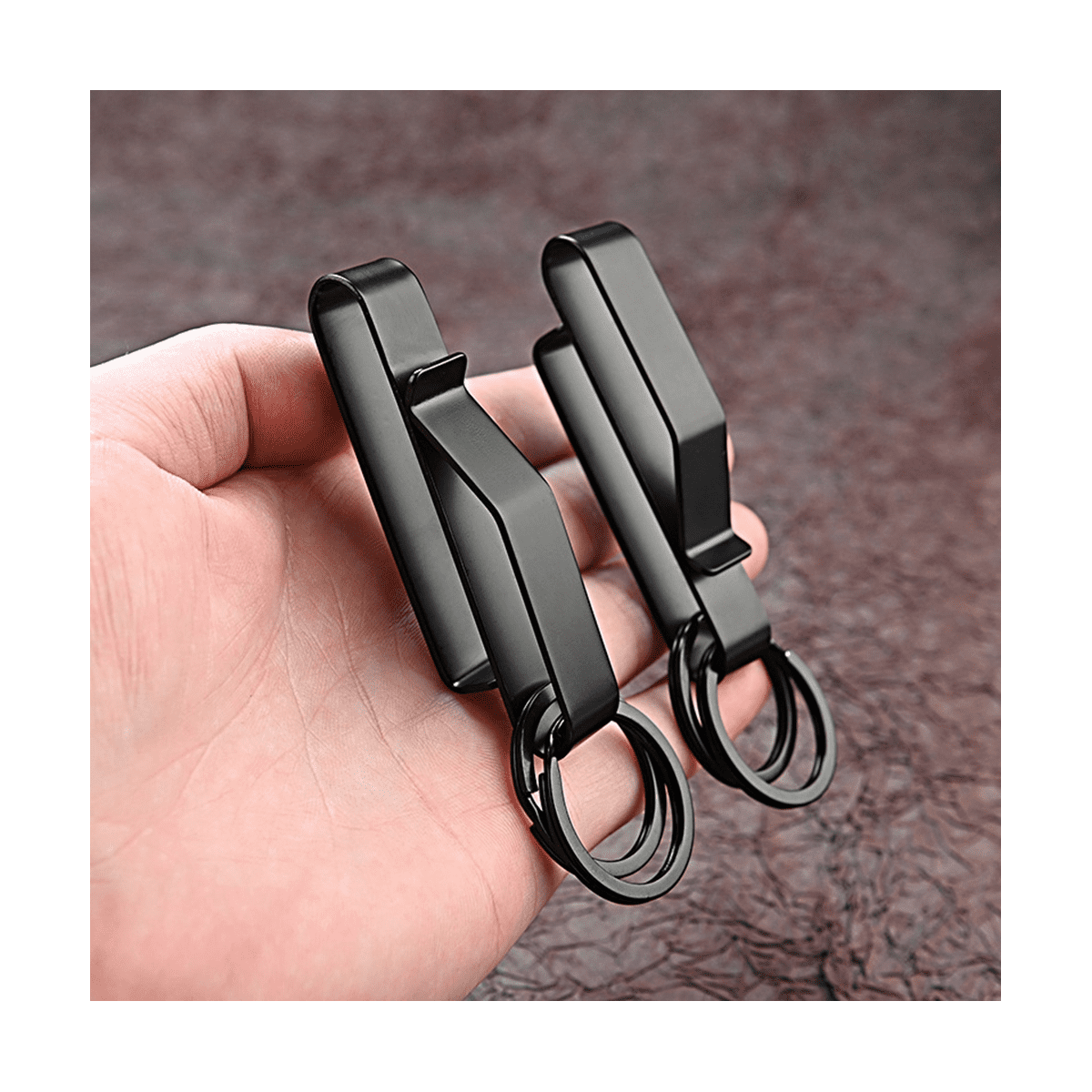 3PCS Heavy Duty Belt Key Holder with 6Pcs Metal Rings, Stainless Steel Black Men Keychain Clip - Image 6