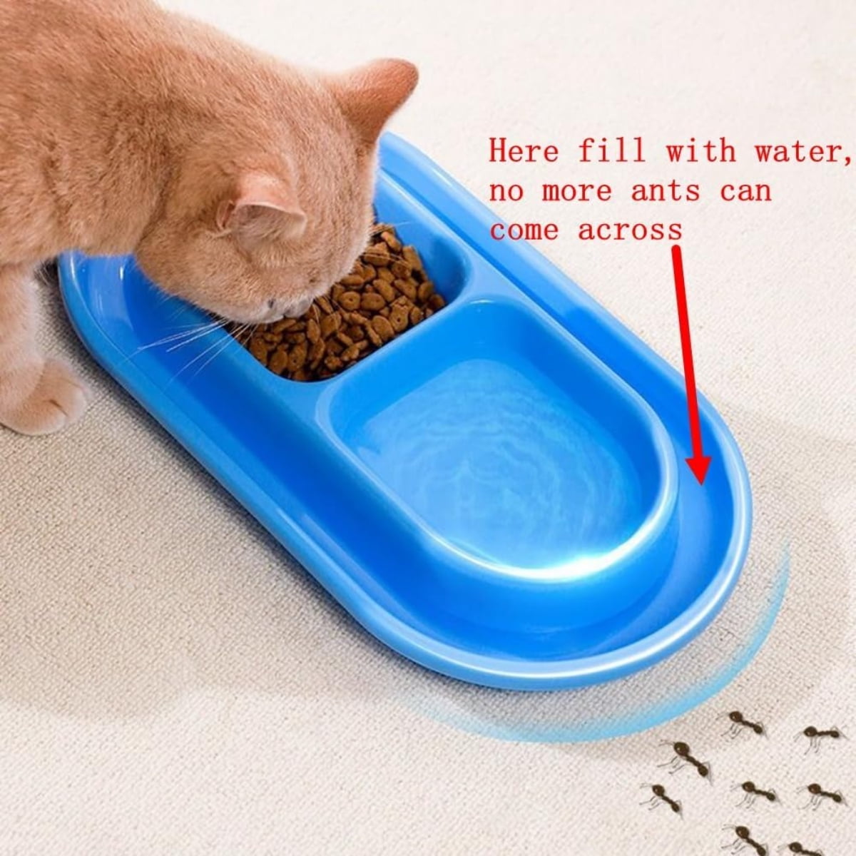Cat Bowls for Food and Water Easy to Clean Ants Away Outside Pet Double Bow Large Blue - Image 8