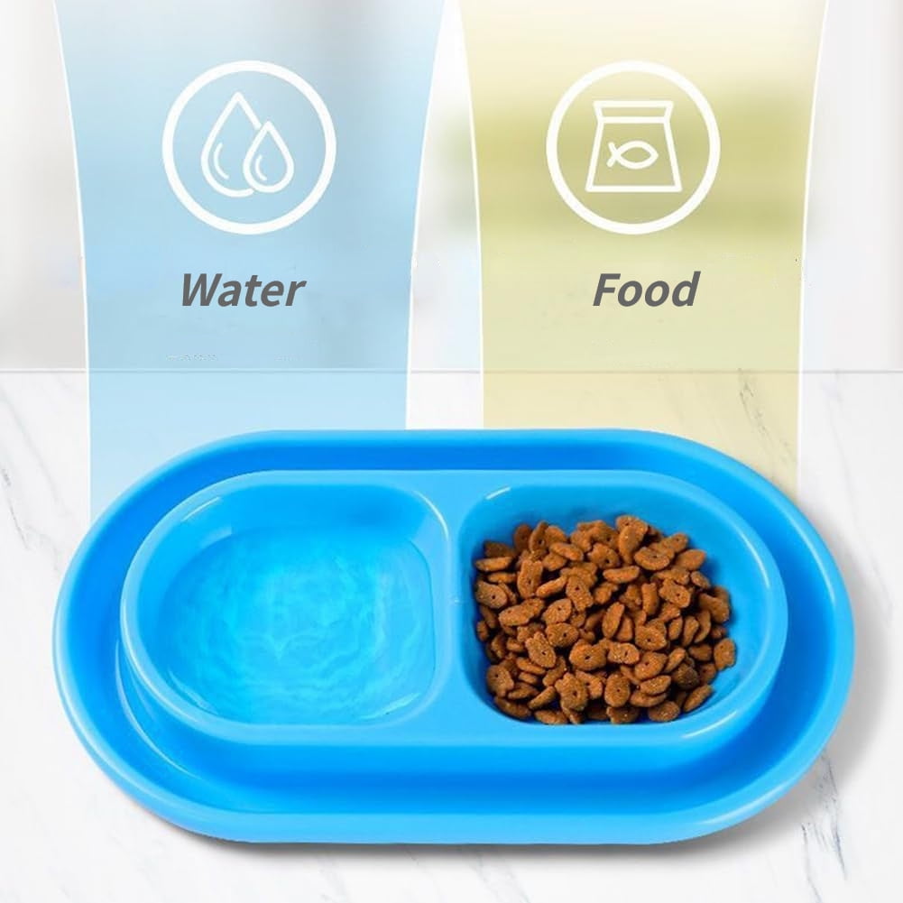Cat Bowls for Food and Water Easy to Clean Ants Away Outside Pet Double Bowl Large Blue Large Pink - Image 6