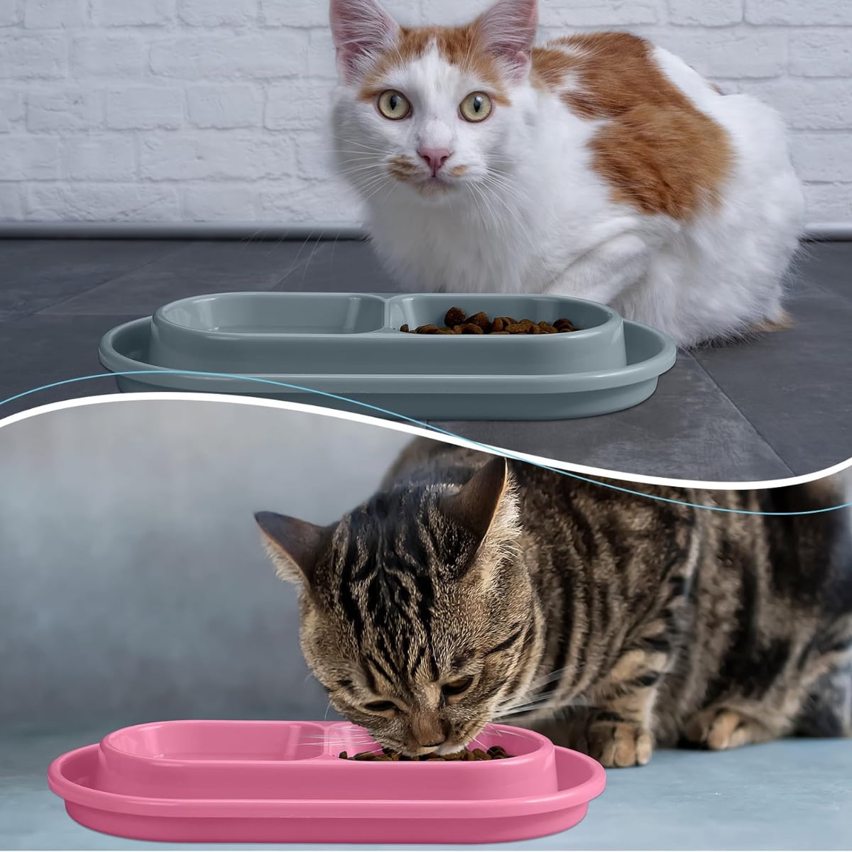 Cat Bowls for Food and Water Easy to Clean Ants Away Outside Pet Double Bowl Large Blue Large Pink - Image 7