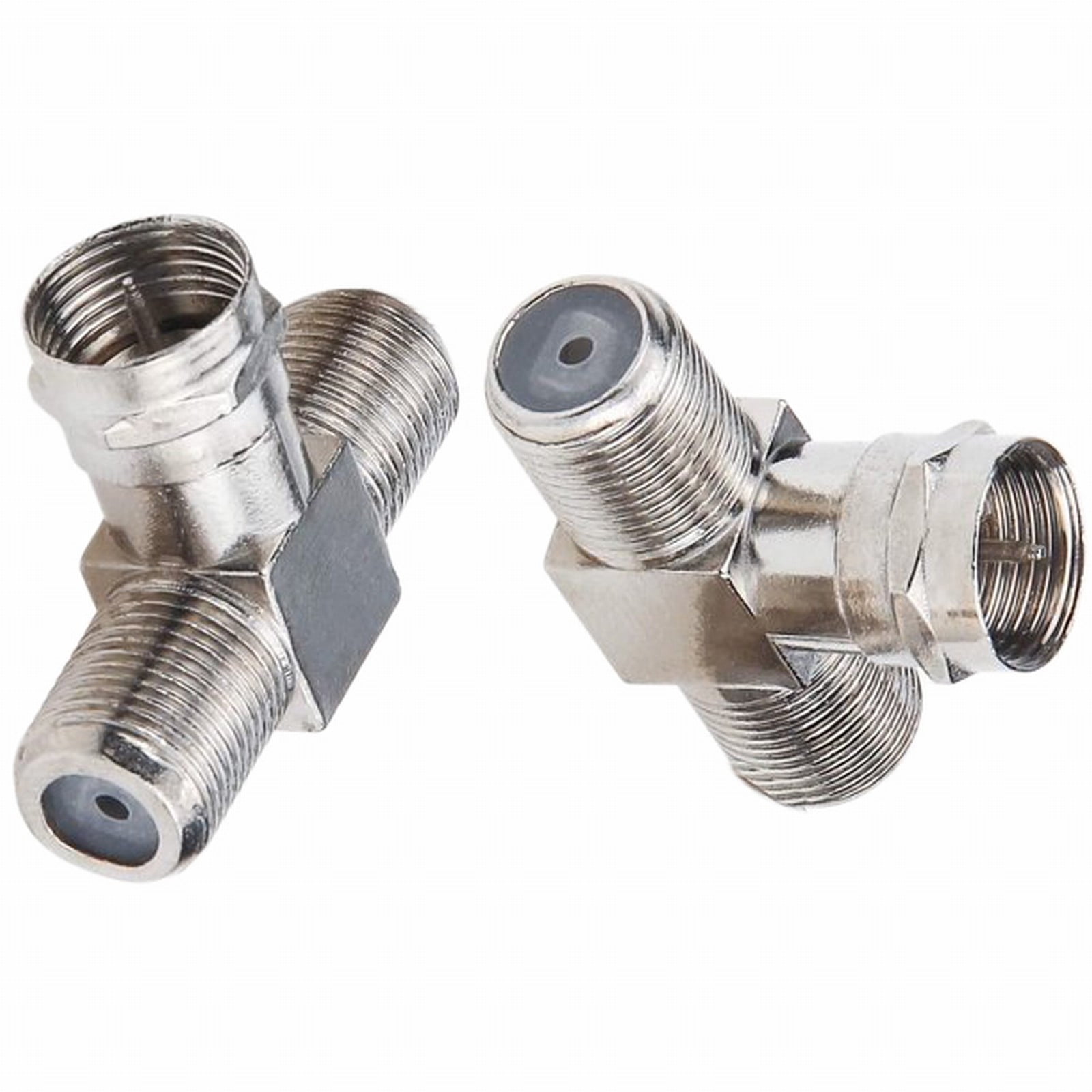 Cable Tv Connector F Tee Head One Two Female Inch Cable Is Connected To The Connector Silver - Image 6