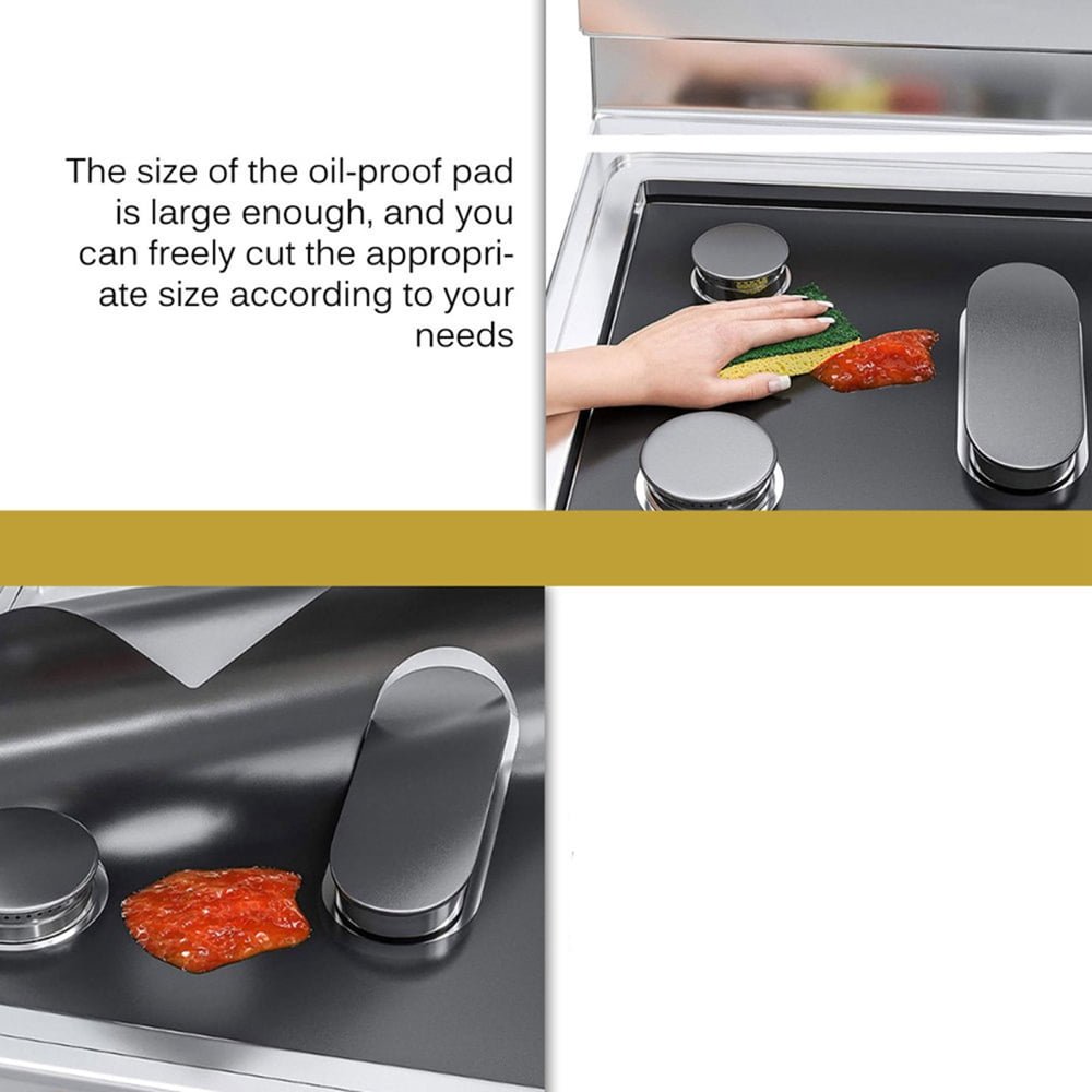 1PCS Stove Protector Cover Liner for 5 Burners Gas Stove Protector Kitchen Accessories Mat Stove Top Cover Gas Stove Cover 41.5*62cm Black - Image 2