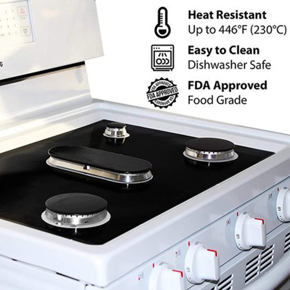 1PCS Stove Protector Cover Liner for 5 Burners Gas Stove Protector Kitchen Accessories Mat Stove Top Cover Gas Stove Cover 41.5*62cm Black - Image 4