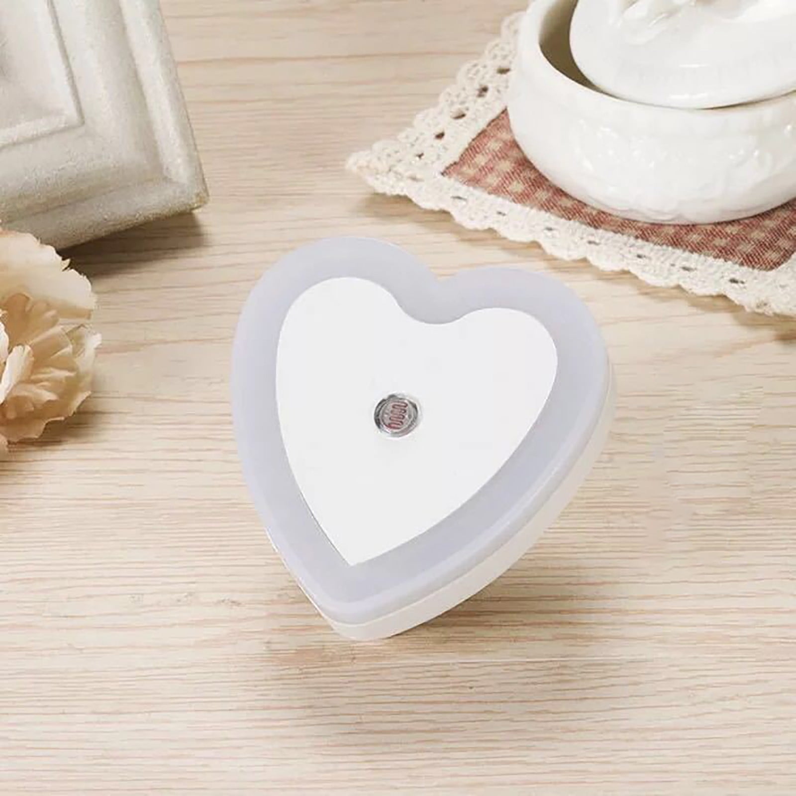 Eguiwyn Night light Heart Shape Plug-in Intelligent Light Sensor Control LED Night Light Lamp For Bedroom Hallway Night Lights White - Image 4