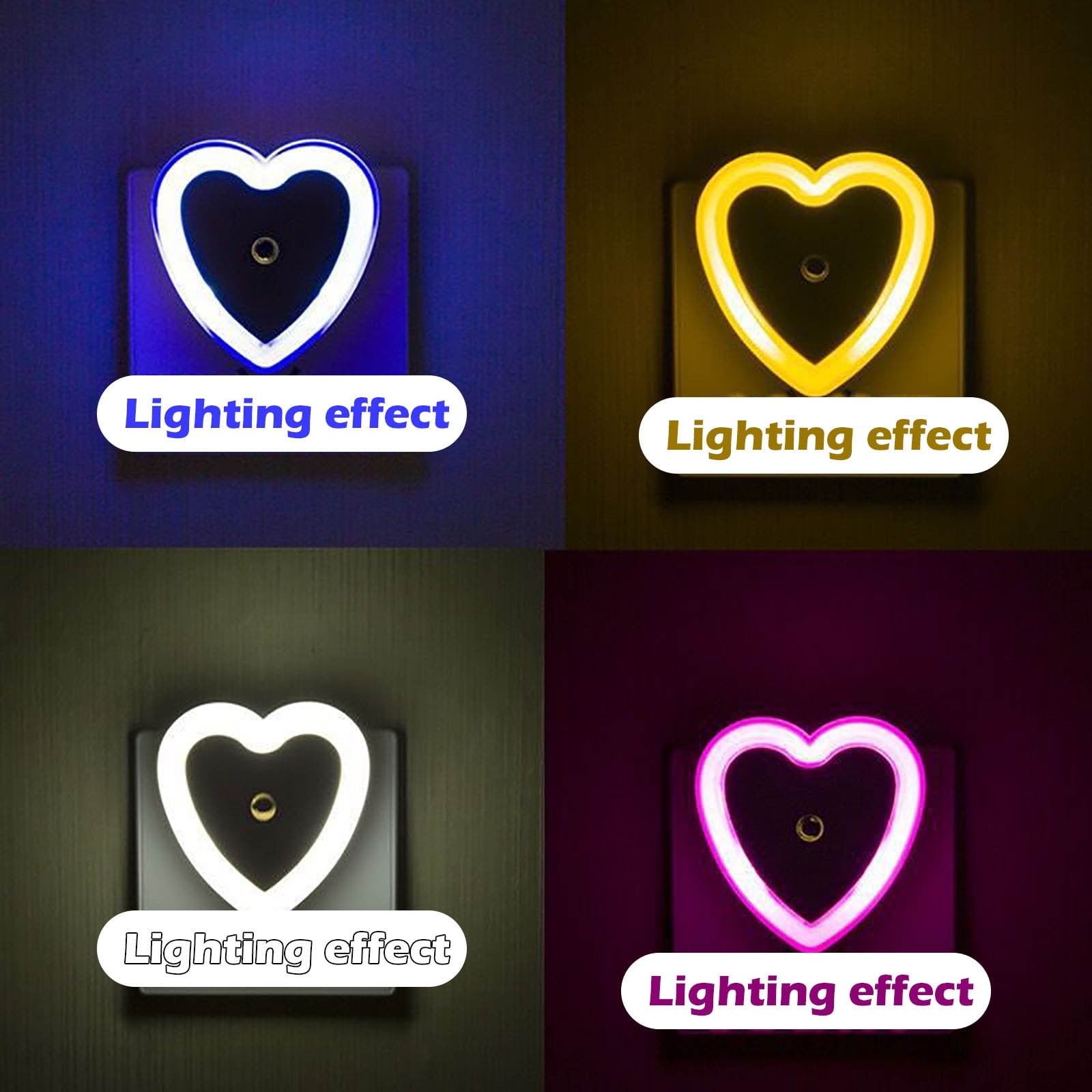 Eguiwyn Night light Heart Shape Plug-in Intelligent Light Sensor Control LED Night Light Lamp For Bedroom Hallway Night Lights White - Image 5