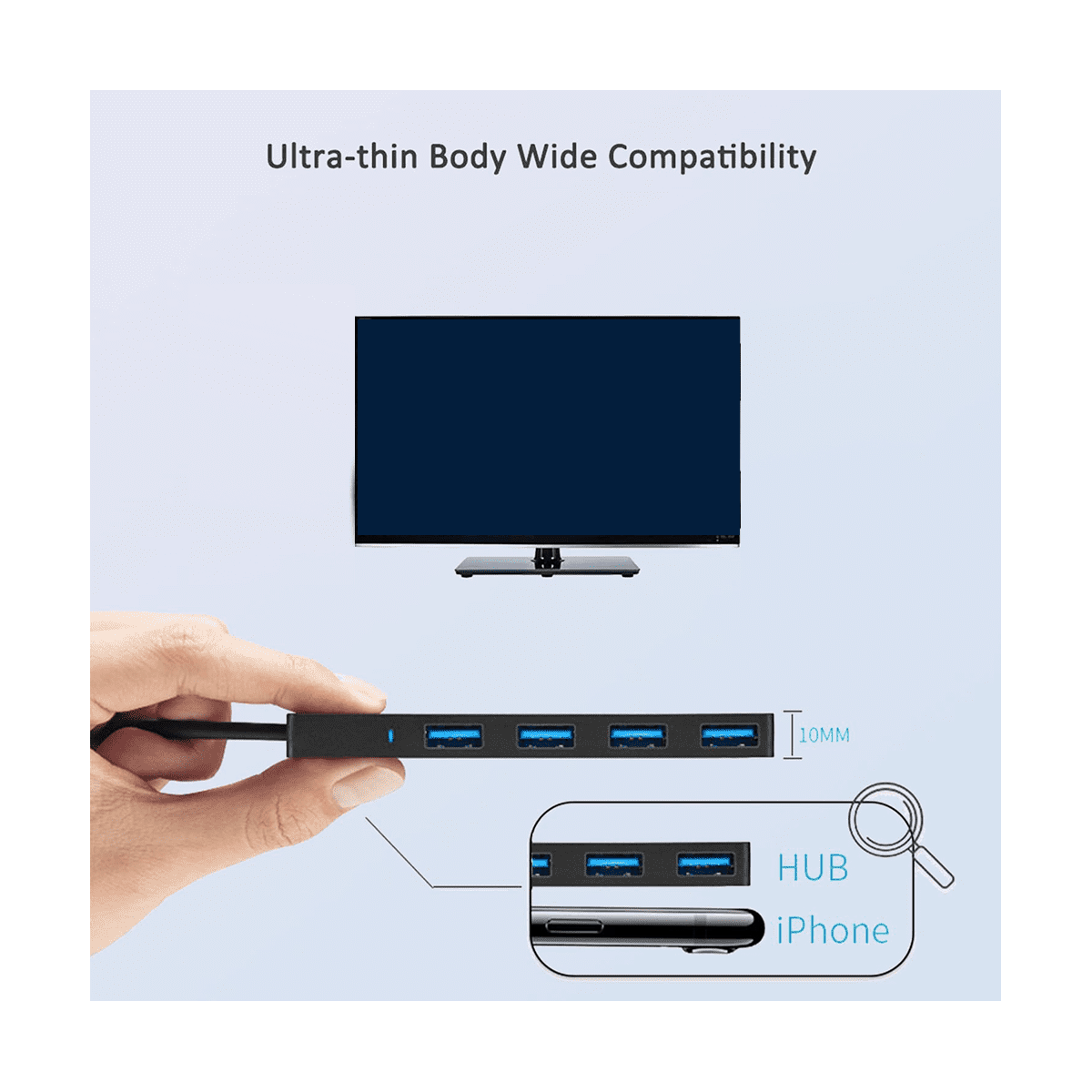 Ckepdyeh 4-Port USB 3.0 Splitter Hub, Plastic Black - Image 3