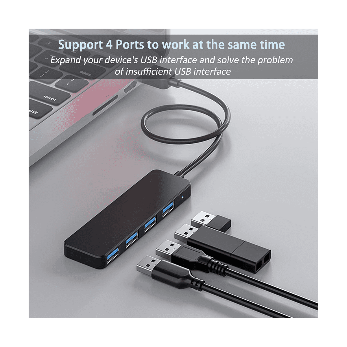 Ckepdyeh 4-Port USB 3.0 Splitter Hub, Plastic Black - Image 4