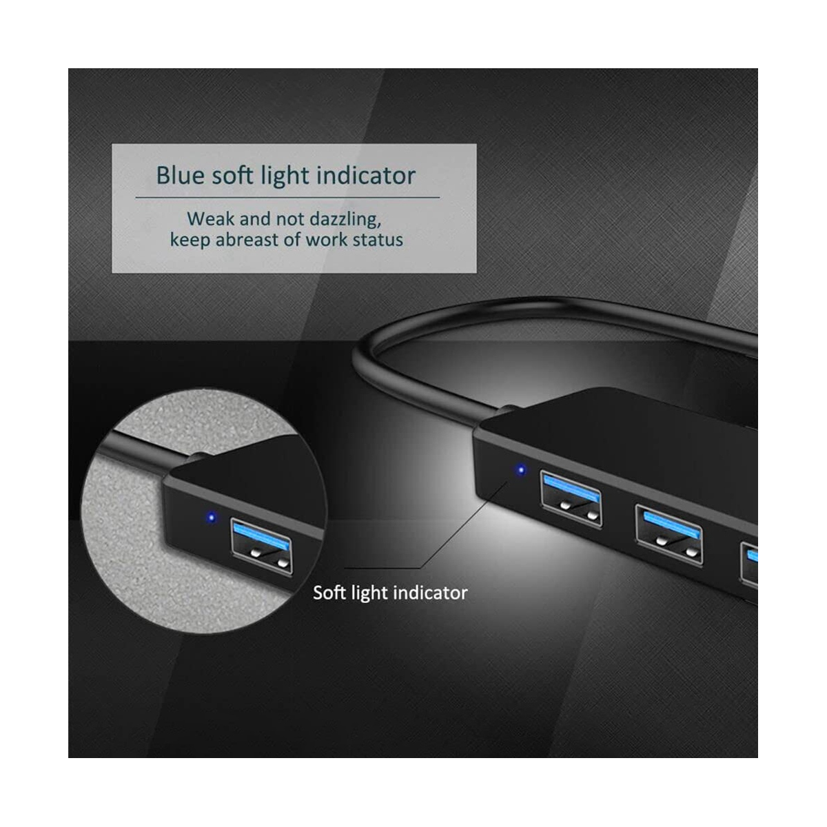 Ckepdyeh 4-Port USB 3.0 Splitter Hub, Plastic Black - Image 6