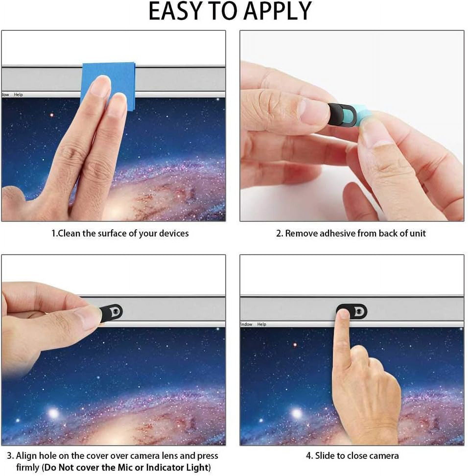 3 Pack Webcam Cover Slider for Privacy, 0.027in Ultra Thin Design Web Camera Cover Slide for Laptop, Desktop, PC, Tablet, Smartphone and More - (Black) - Image 4