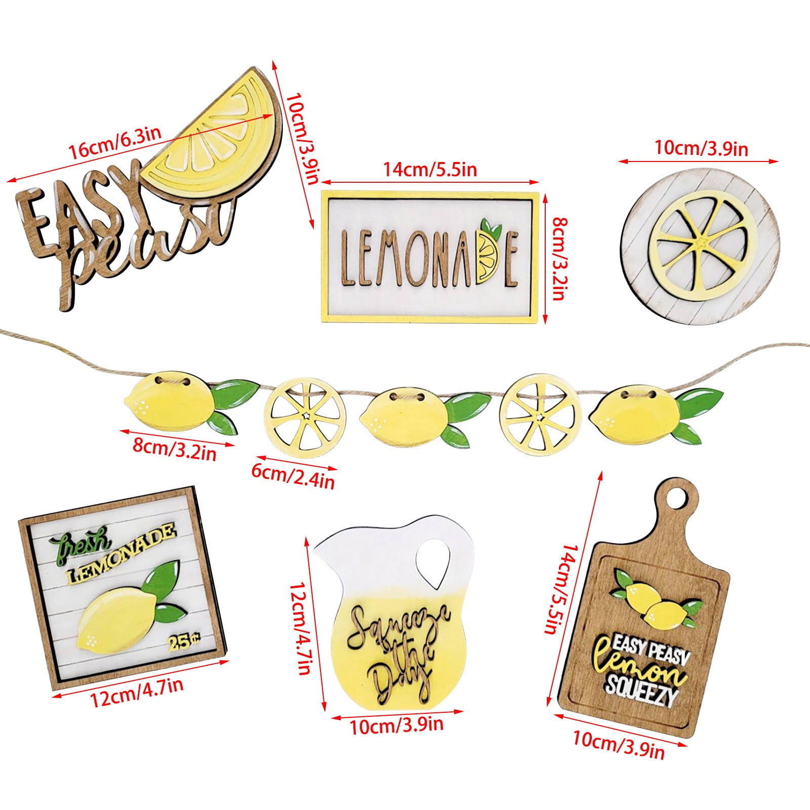JWDX Wooden Clearance Signs Mini Graduation Lemon Tiered Summer Farm Tiered Rustic Tray Style Wooden Decor Decorations Tray Desktop Ornament Yellow - Image 6