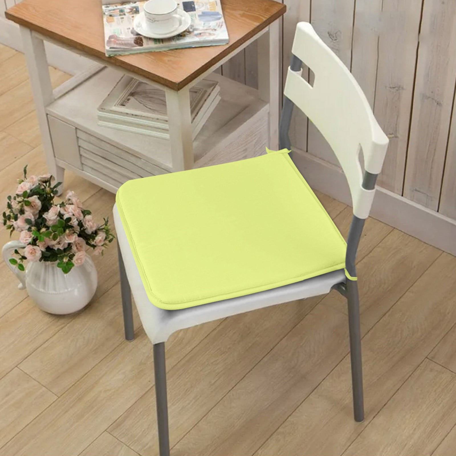 Clearance! JWDX Cushion, Dining Chair Cushion, Clearance Square Strap Garden Chair Pads Seat Cushion for Outdoor Bistros Stool Patio Dining Room Yellow - Image 4