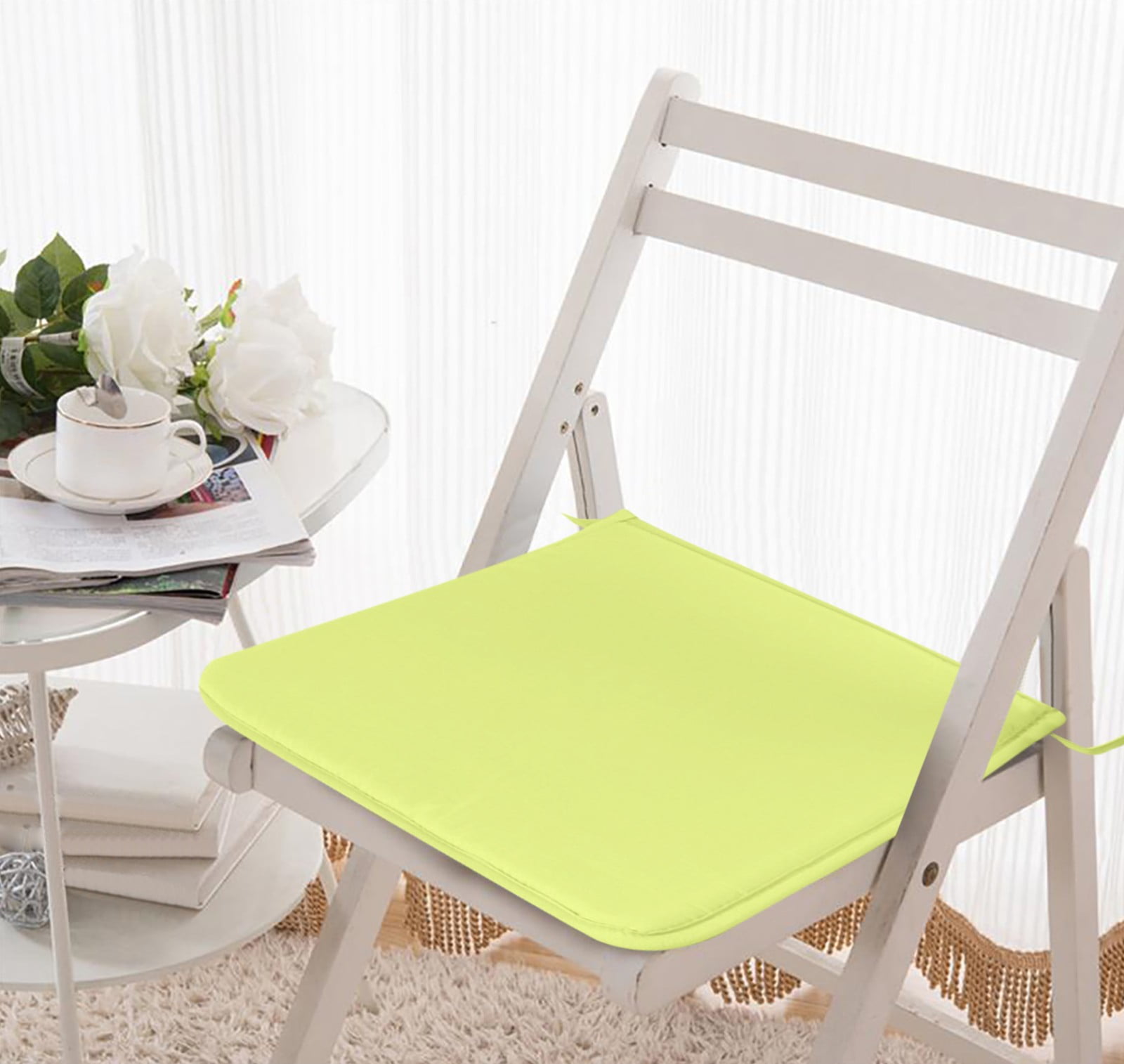 Clearance! JWDX Cushion, Dining Chair Cushion, Clearance Square Strap Garden Chair Pads Seat Cushion for Outdoor Bistros Stool Patio Dining Room Yellow - Image 5