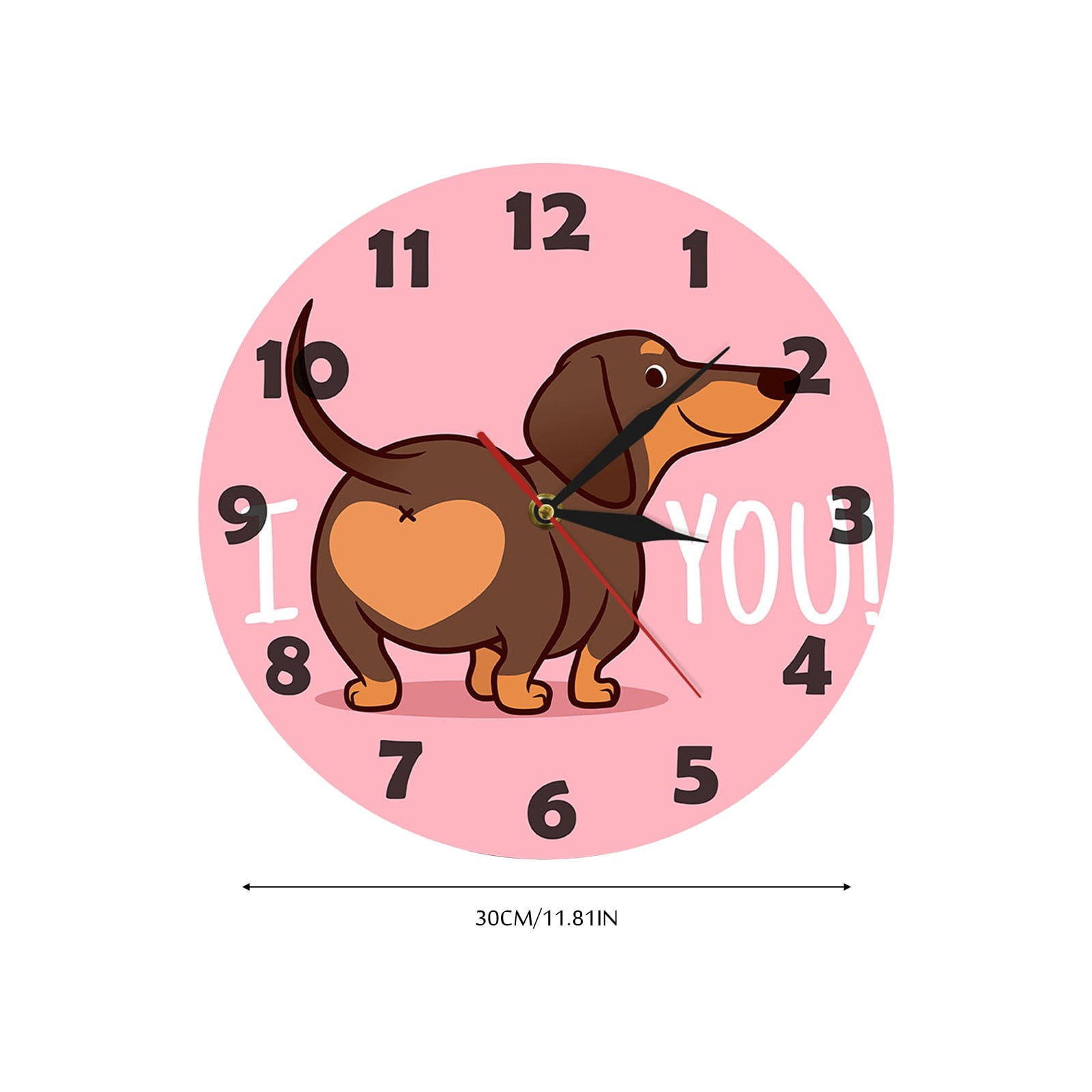 JWDX Wall Clock, Cartoon Wall Clock, Clearance Sausage Dog Wall Clock I Love You Express Clock Home Living Room Decorative Wall Clock Bedroom Wall Clock Pink - Image 3